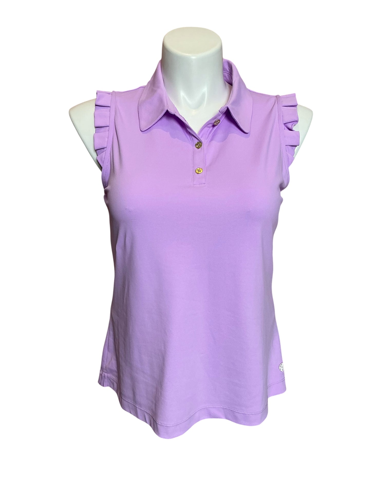 Lilly Pulitzer NWT Frida Sleeveless Ruffle Top Purple Iris - Size L