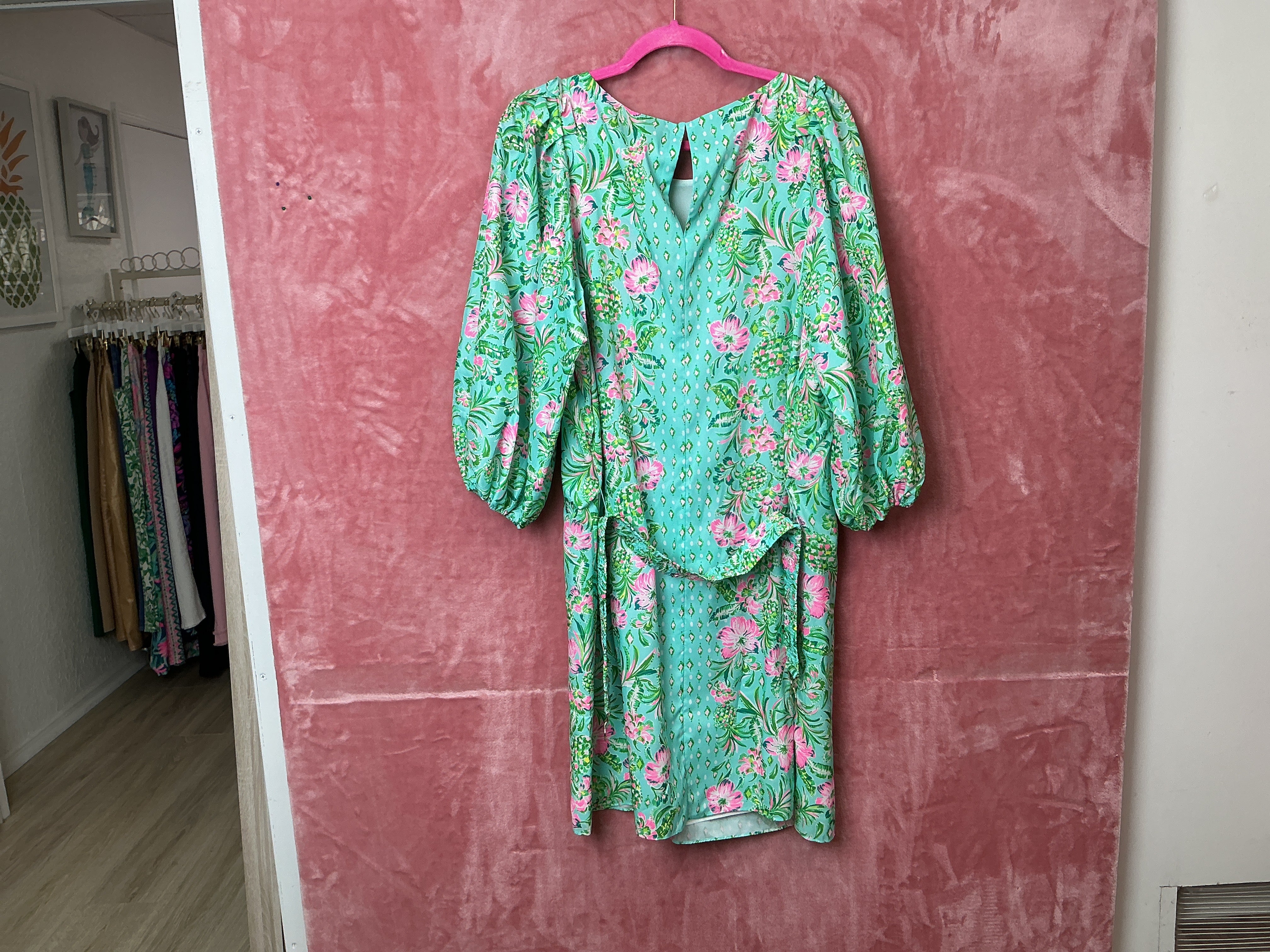 Lilly Pulitzer NWT Barbara Sleeved Dress Surf Blue Oh Diamond Girl Engineered - Size XL