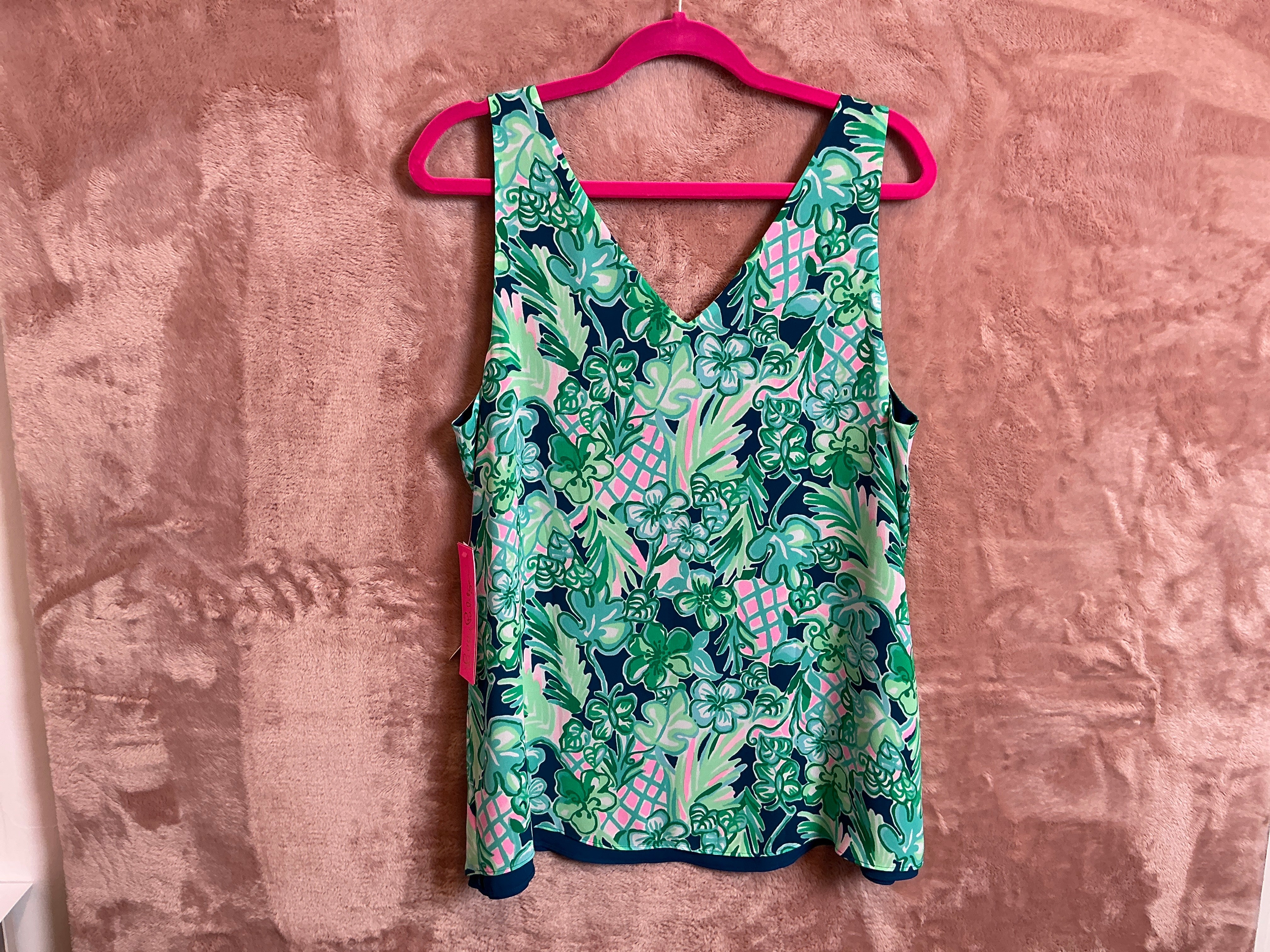 Lilly Pulitzer Top NWT - Florin Sleeveless V-Neck - Macaw Blue - Coconut Row Engineered Top - Size L