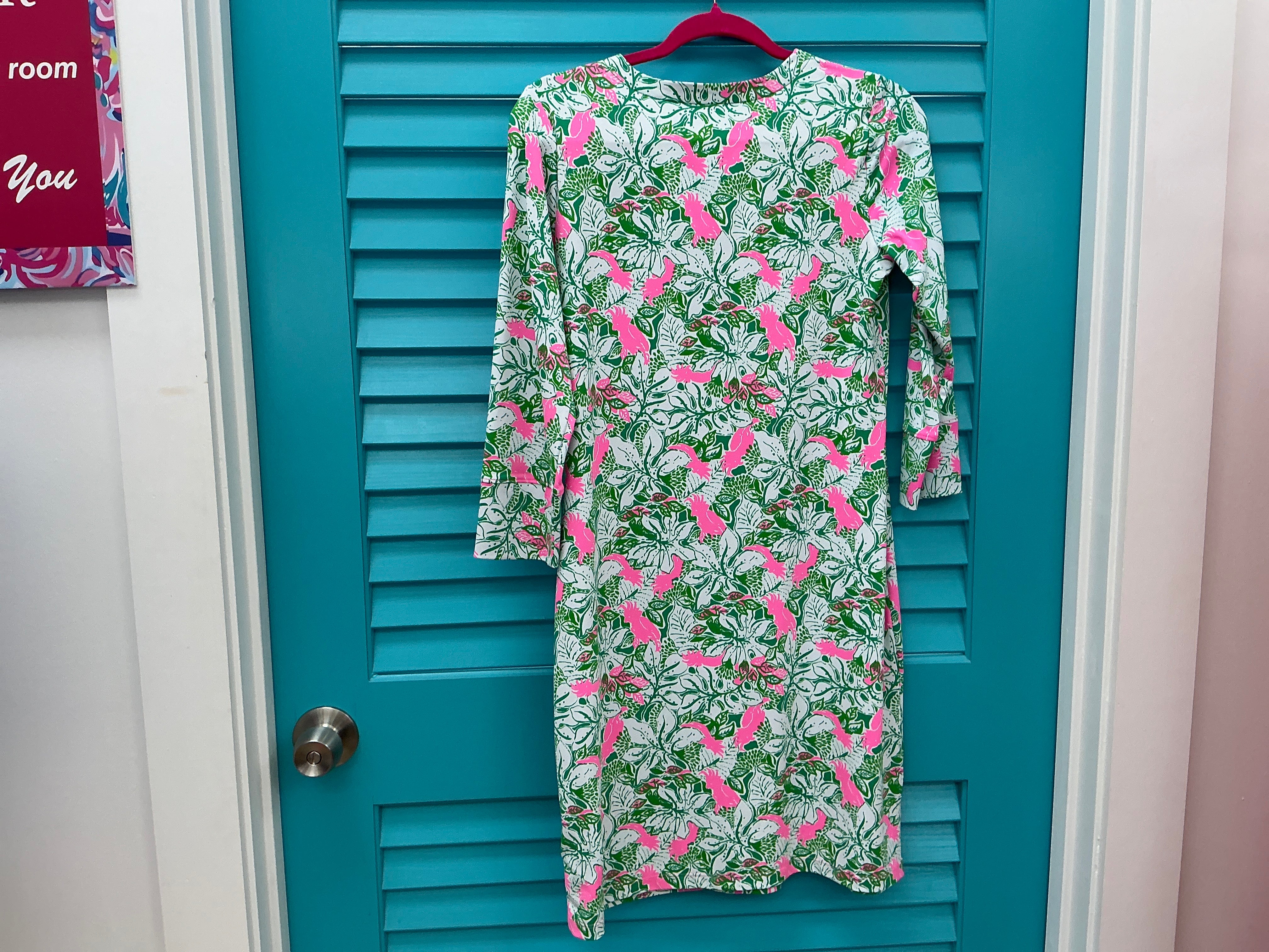 Lilly Pulitzer NWT UPF 50+ Nadine Dress Botanical Green Just Wing It Engineere