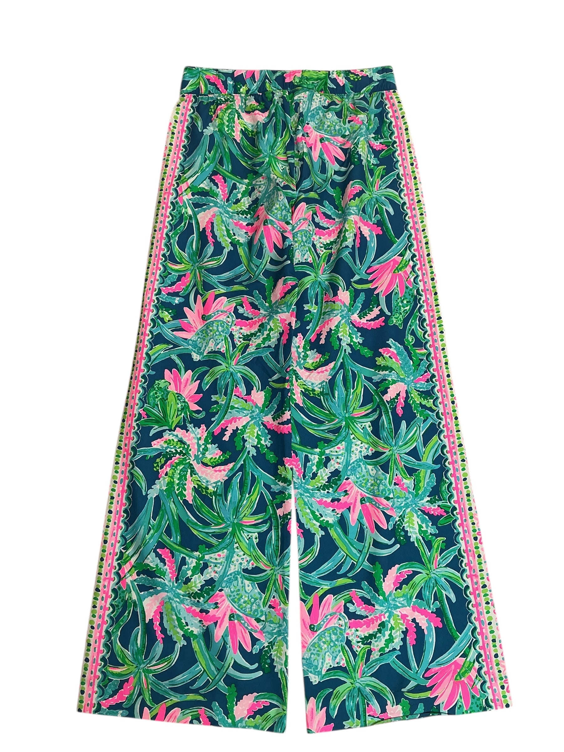 Lilly Pulitzer Bal Harbour Mid-Rise Palazzo Pants Macaw Blue Sweet Escape - Size XS