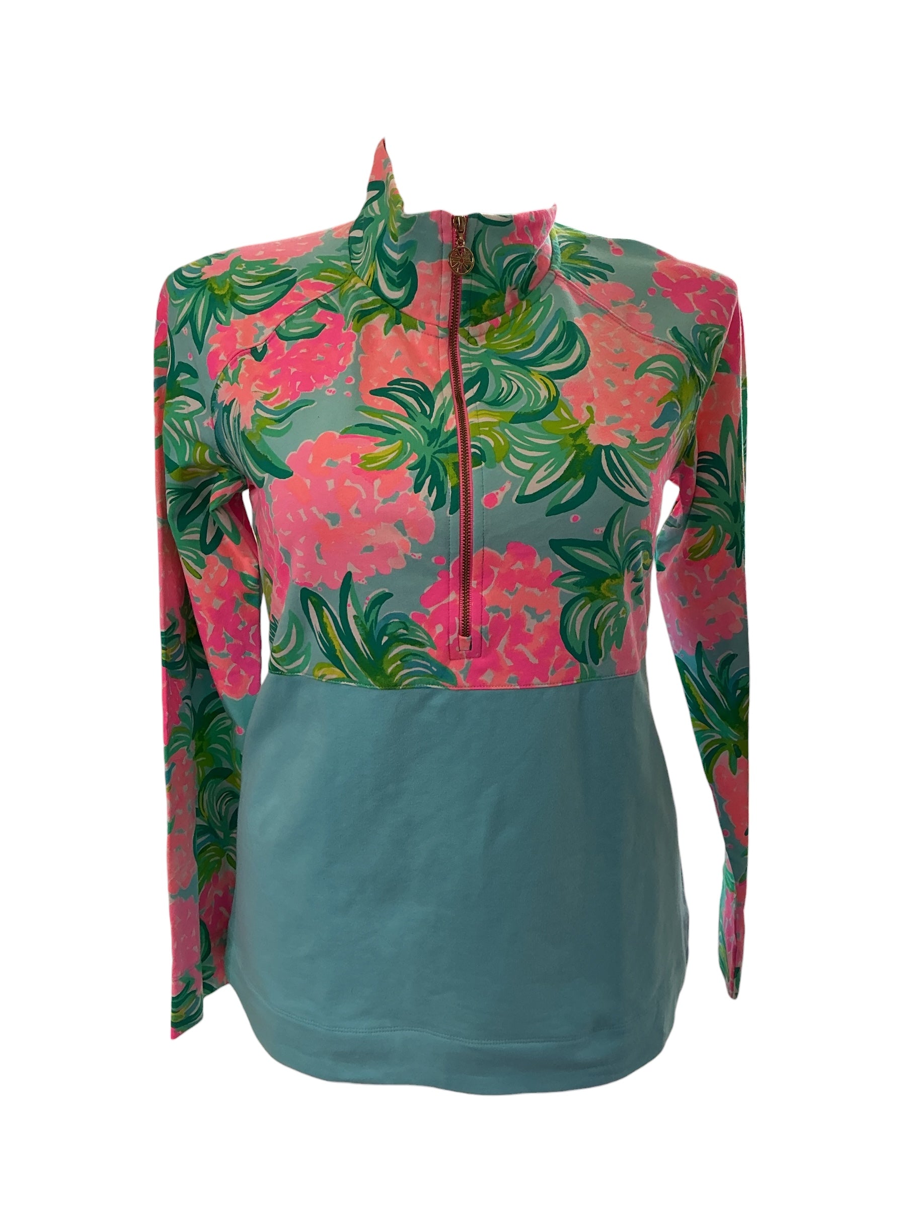 Lilly Pulitzer NWT UPF 50+ Noralie Popover - Blue Ibiza Pineapple Shake - Size L
