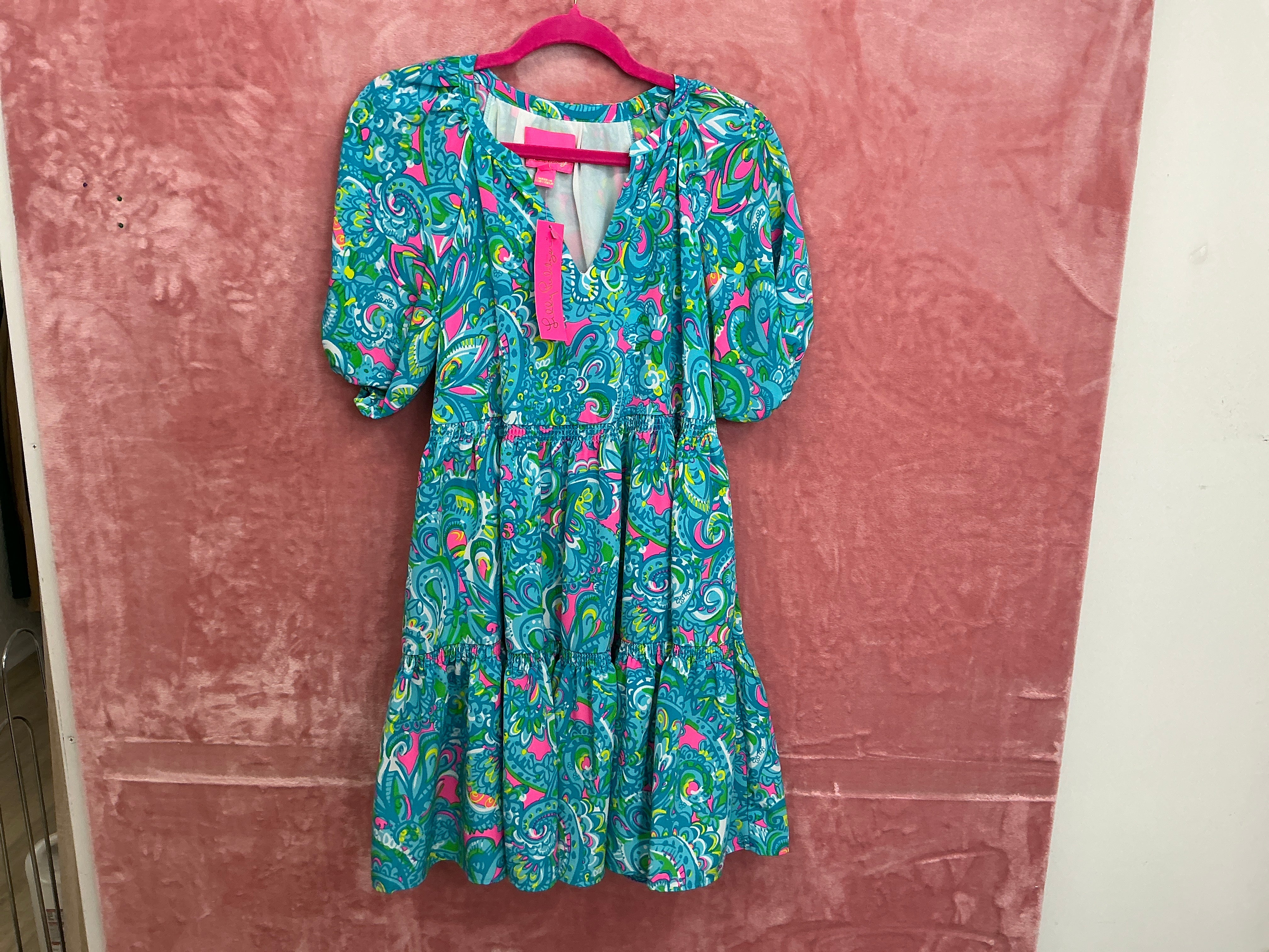 Lilly Pulitzer Shannon Short Sleeve Dress NWT, Seabreeze Blue, Hey Gull Friend Size XS