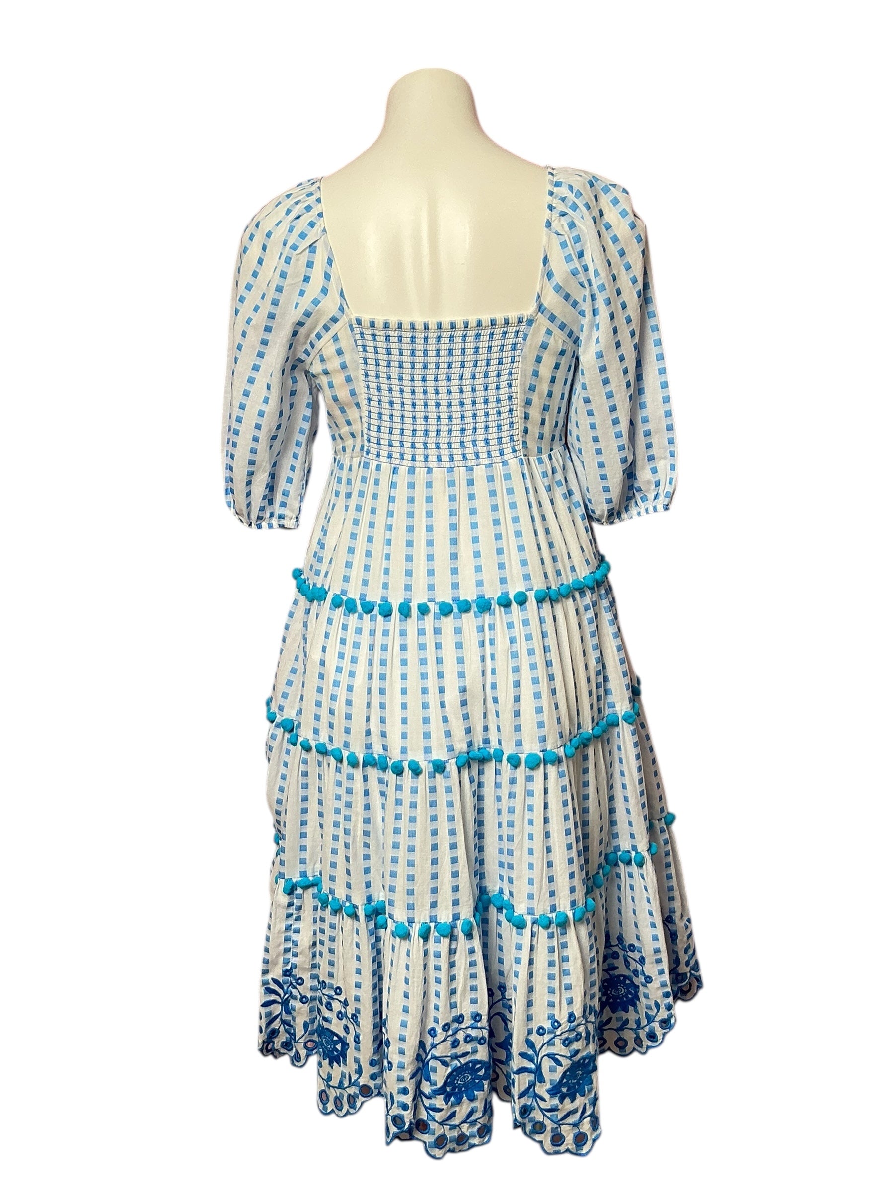 Lilly Pulitzer Sidney Midi Dress - Blue Flare Gingham Stripe Jacquard - Size 0