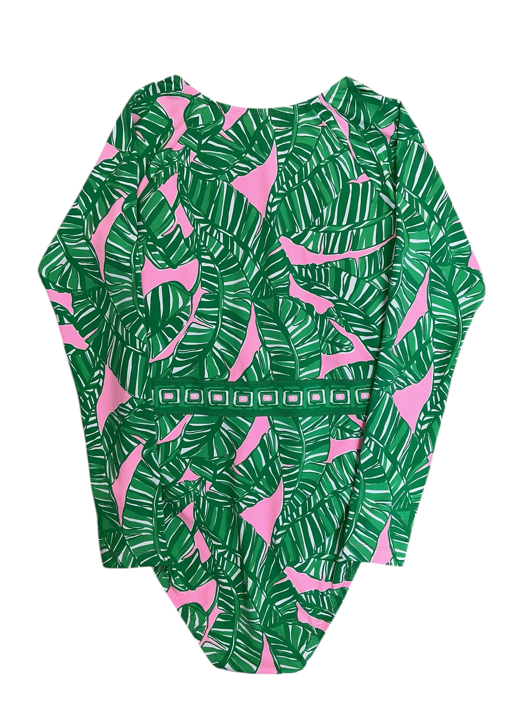 Lilly Pulitzer Toretta Rashguard One-Piece Swimsuit Conch Shell Pink Lets Go Bananas - Size 10