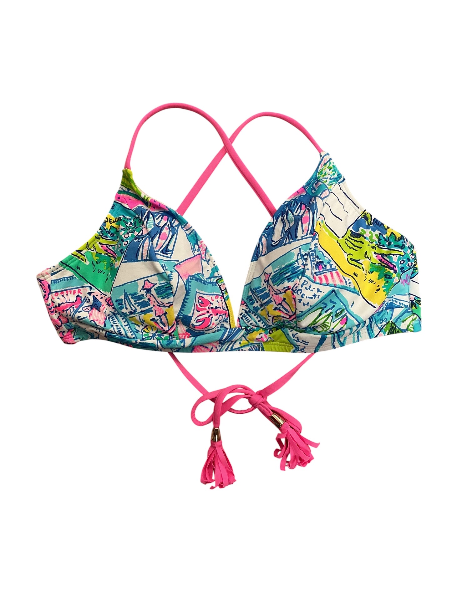 Lilly Pulitzer Tasi Bikini Top Wish You Were Here - Size 4