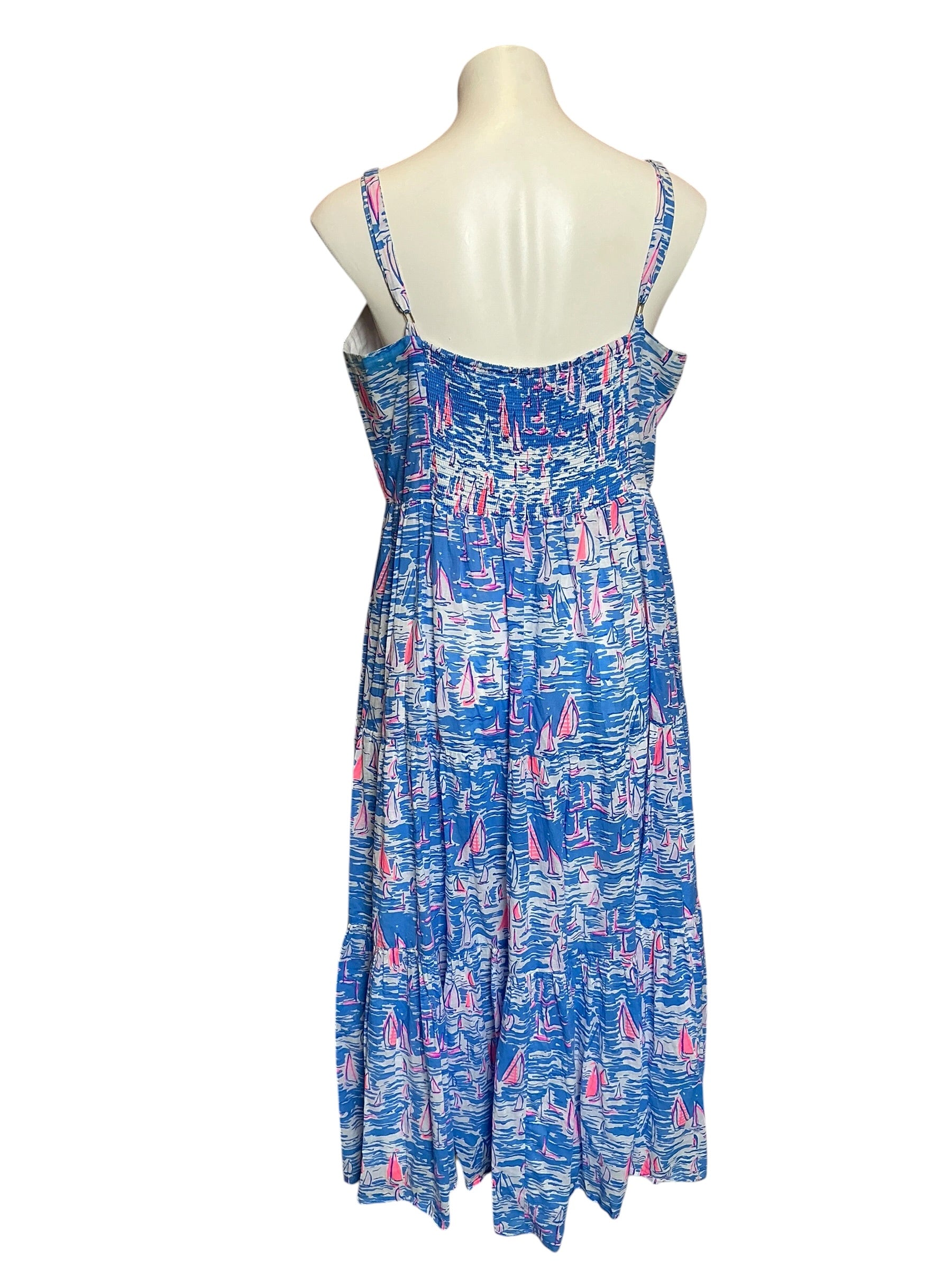 Lilly Pulitzer Analeese Cotton Midi Dress Zanzibar Blue Boatylicious - Size 16