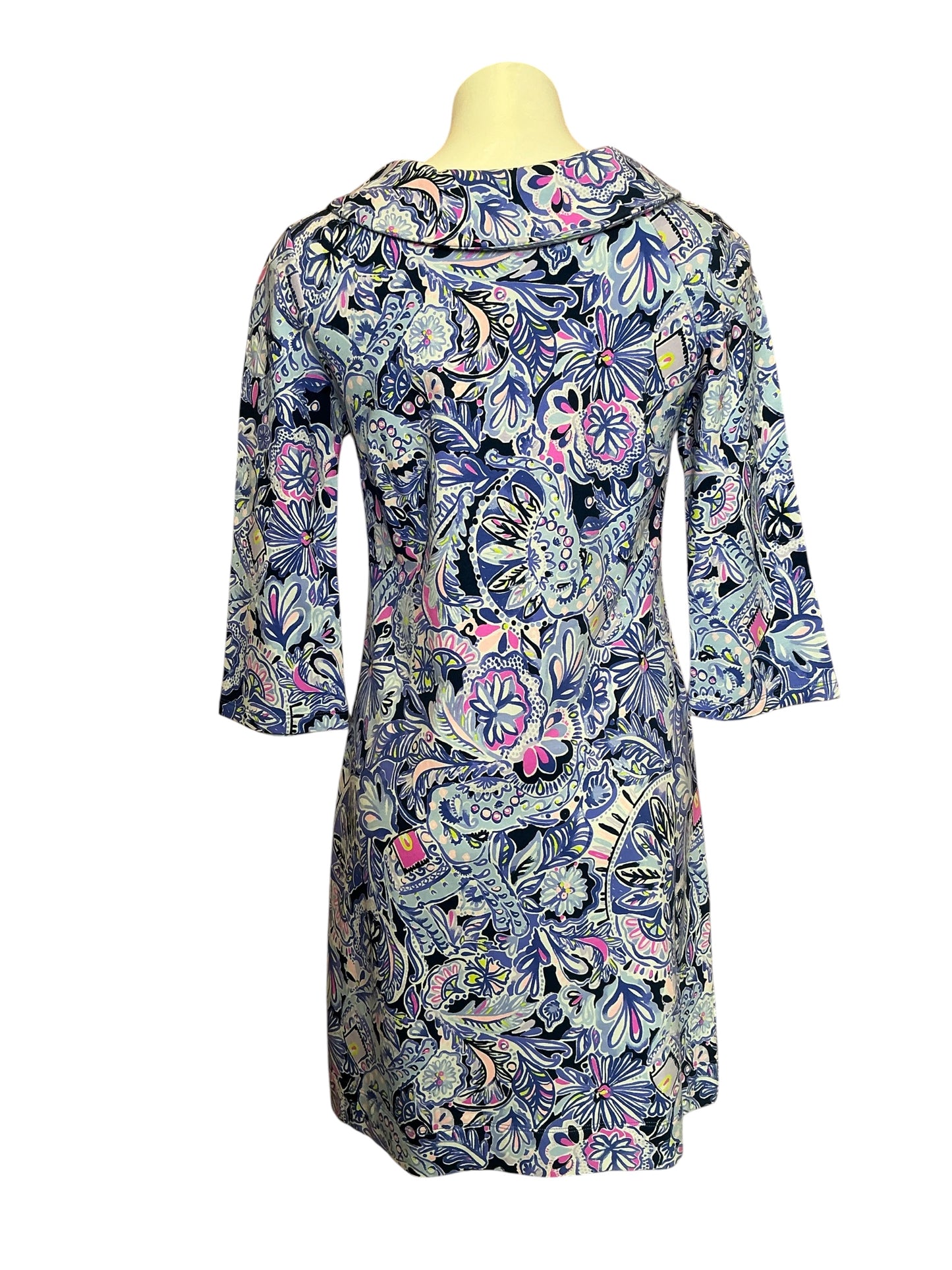 Lilly Pulitzer NWT Saralyn Dress Iris Blue Namastay In The Jungle Engineered Knit - Size S