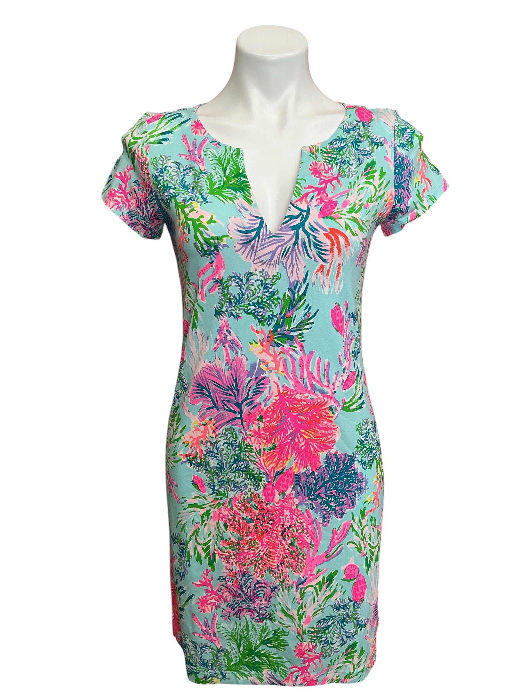 Lilly Pulitzer NWT UPF 50+ Sophiletta Short Sleeve Dress Celestial Blue Cay To My Heart - Size S
