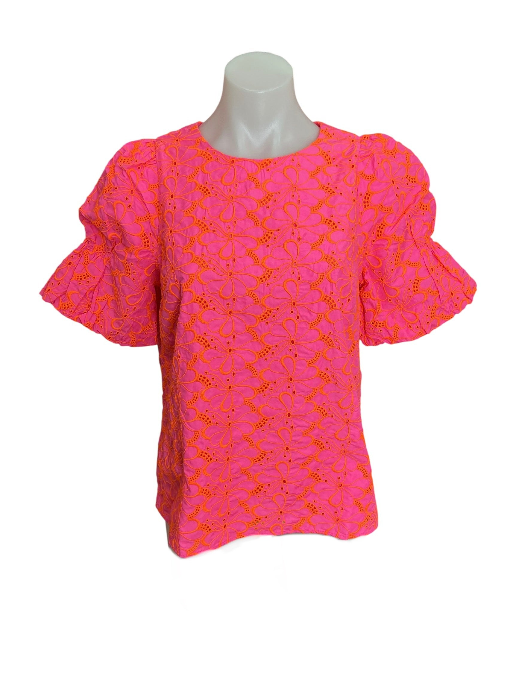 Lilly Pulitzer NWT Lailah Top Pink Isle Psychedelic Swirl Eyelet - Size S