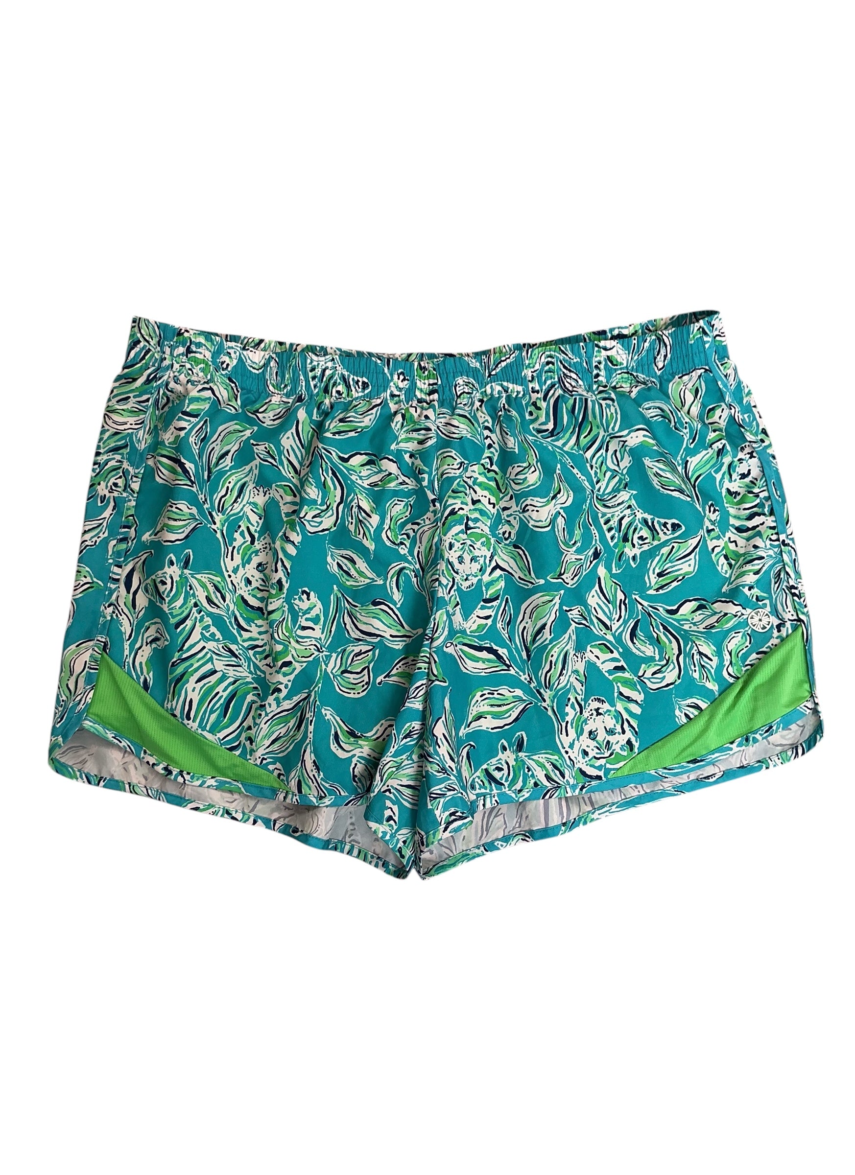 Lilly Pulitzer Luxletic Ocean Trail Shorts Turquoise Oasis Outta Line - Size L