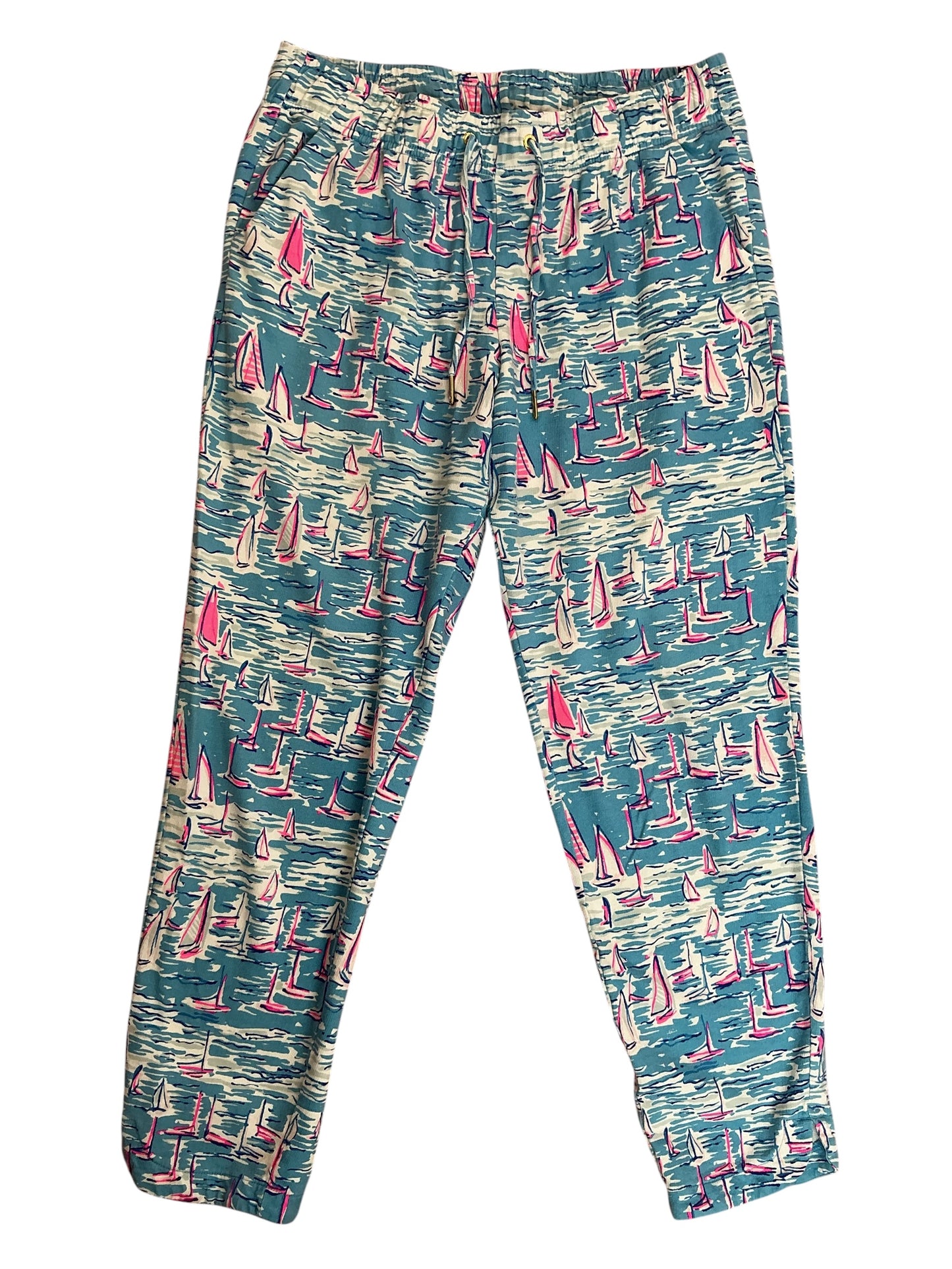Lilly Pulitzer Emora Knit Pants Zanzibar Blue Boatylicious - Size M