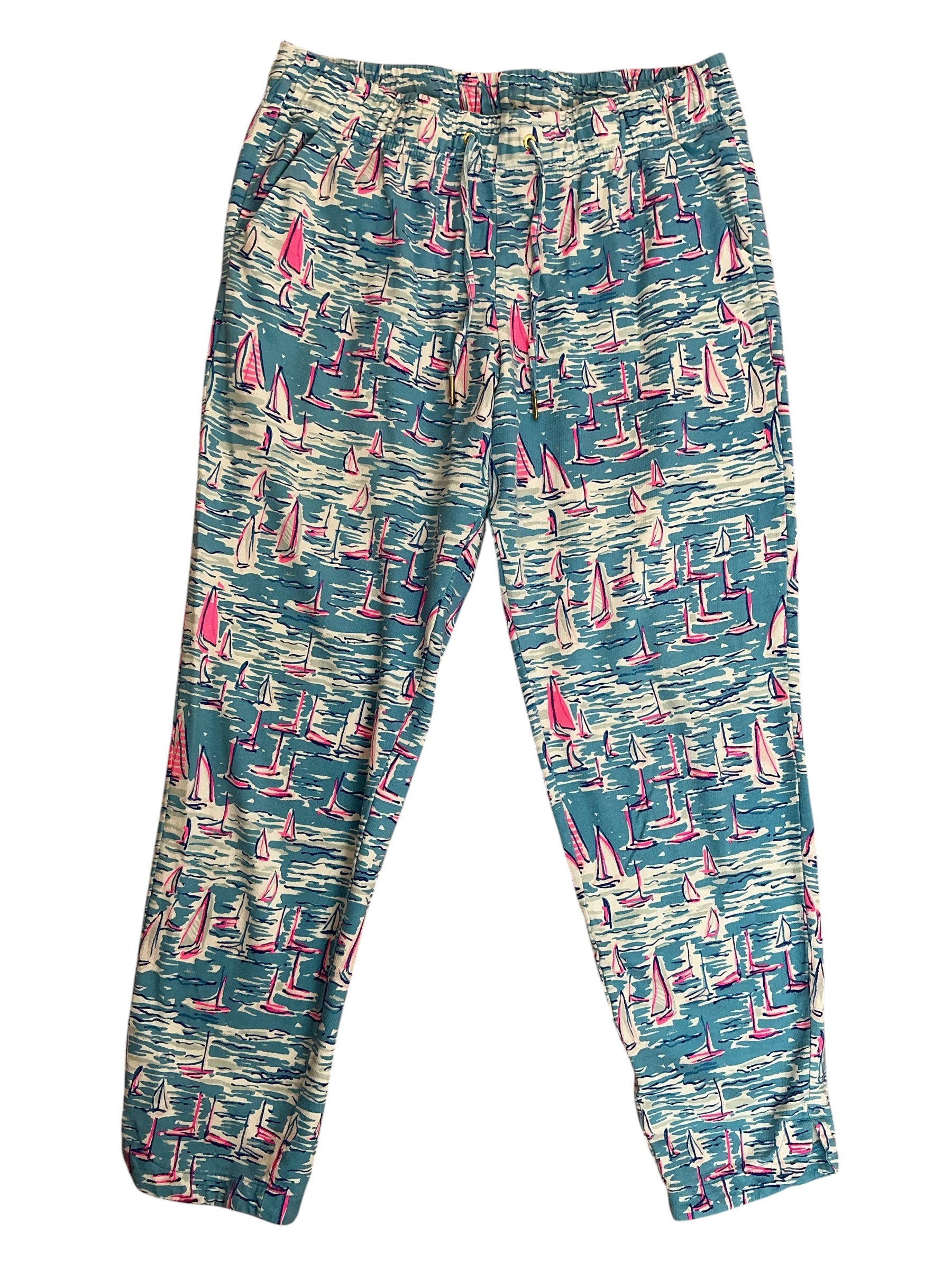 Lilly Pulitzer Emora Knit Pants Zanzibar Blue Boatylicious - Size M