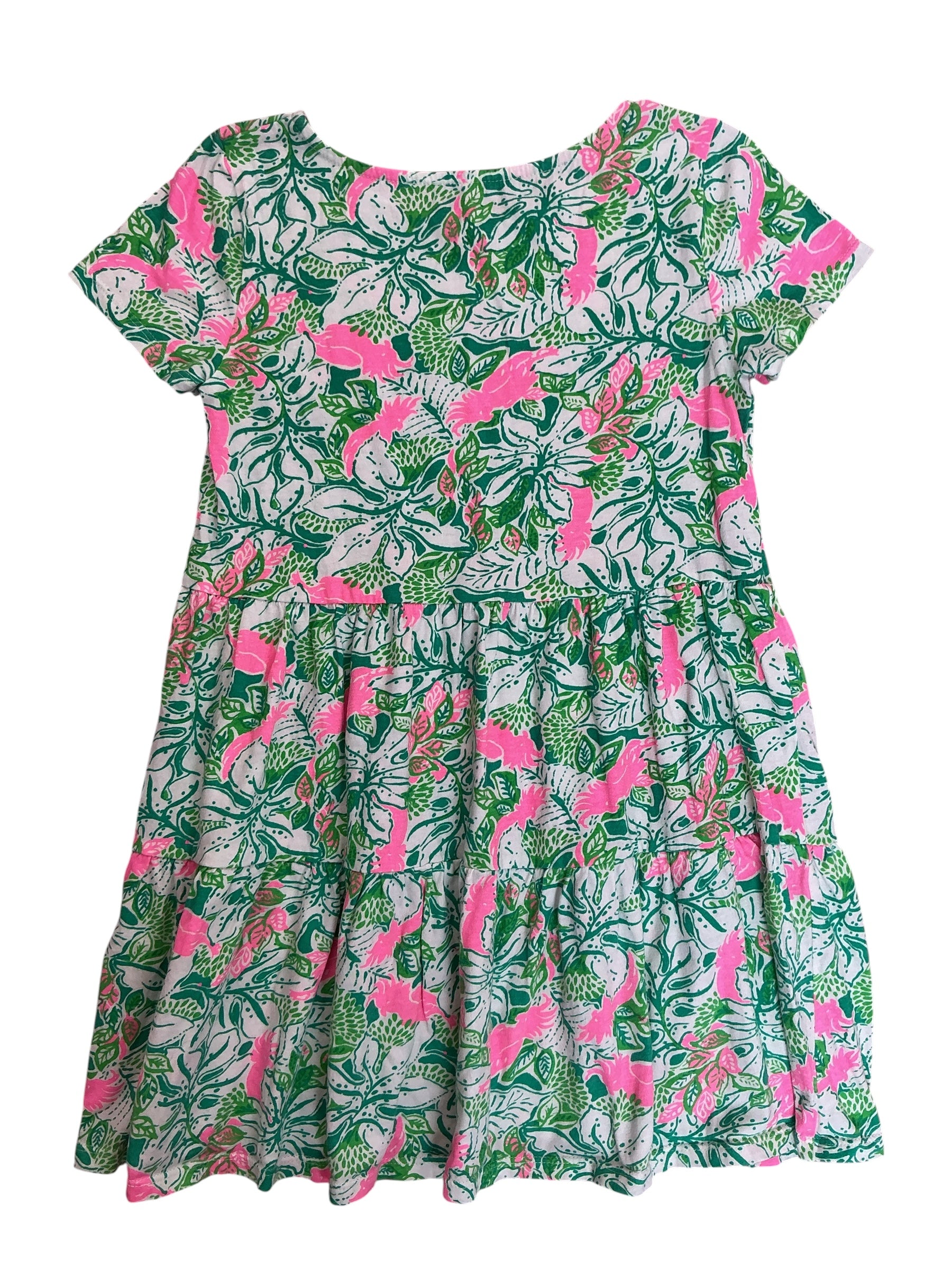 Lilly Pulitzer Kids Girls Mini Geanna Swing Dress Botanical Green Just Wing It - Size M 6-7