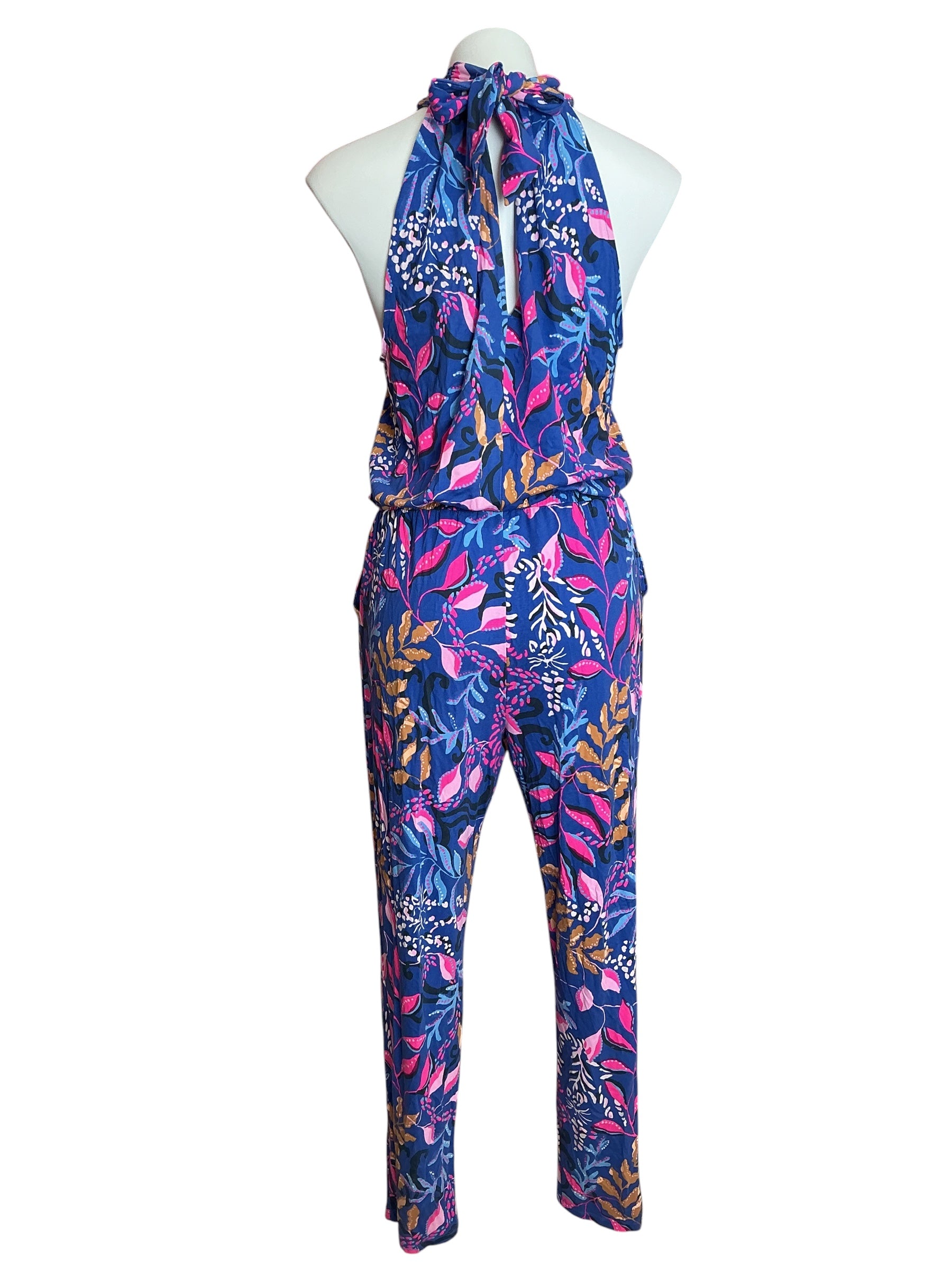 Lilly Pulitzer Wyota Jumpsuit Borealis Blue Absolute Purrfection - Size M