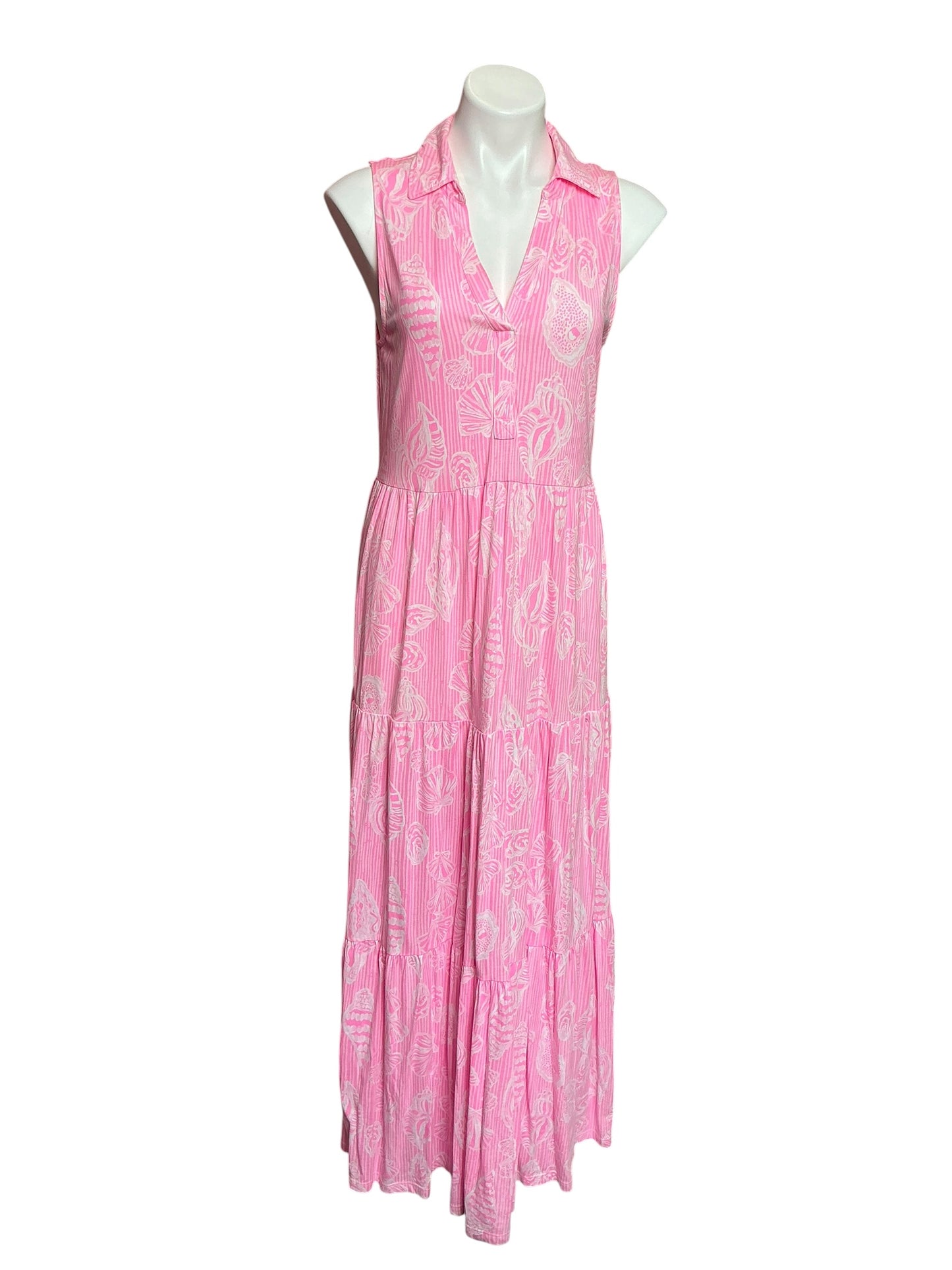 Lilly Pulitzer Riegan Maxi Dress Rousseau Pink Cool As Shell - Size S