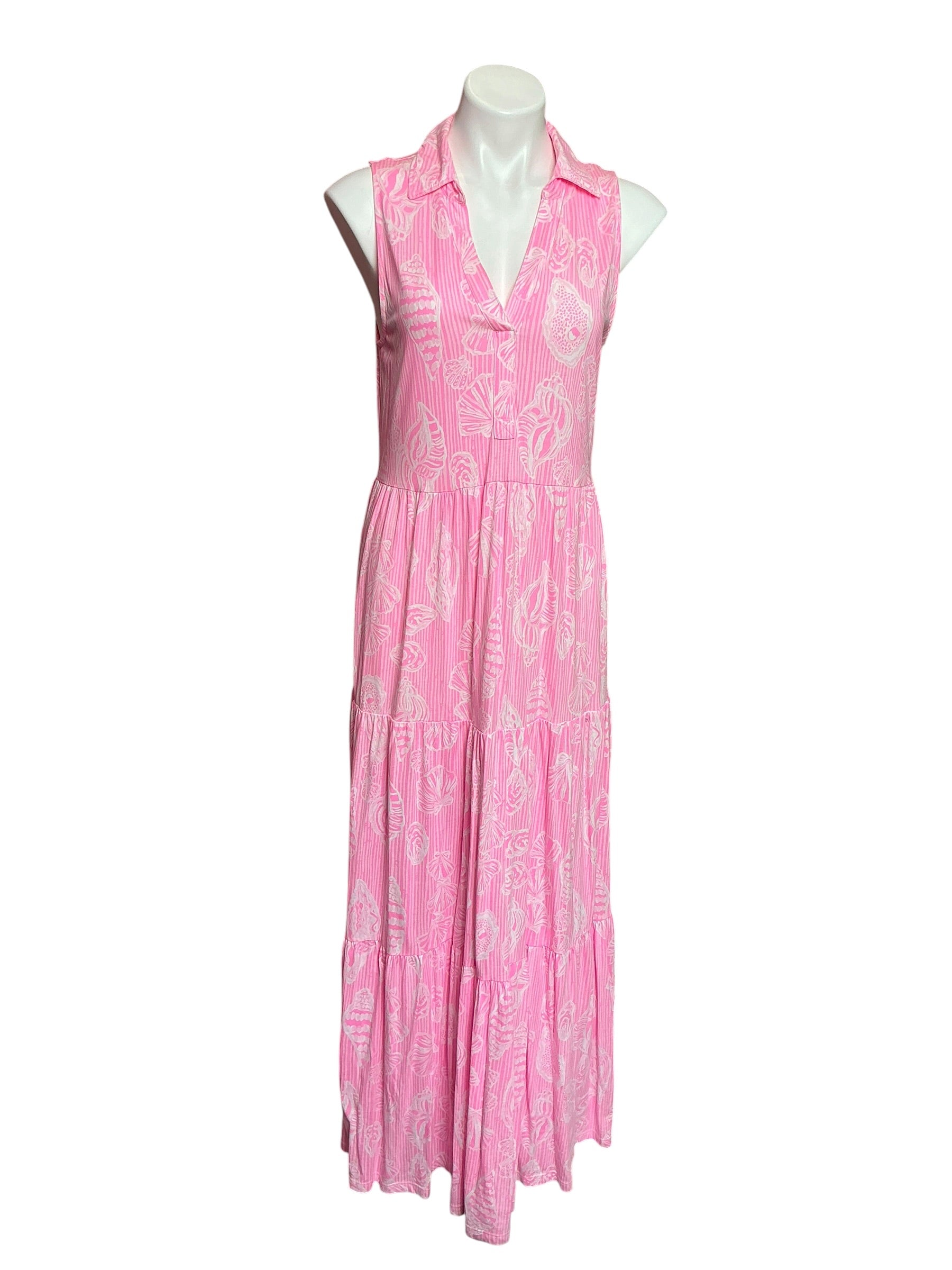 Lilly Pulitzer Riegan Maxi Dress Rousseau Pink Cool As Shell - Size S