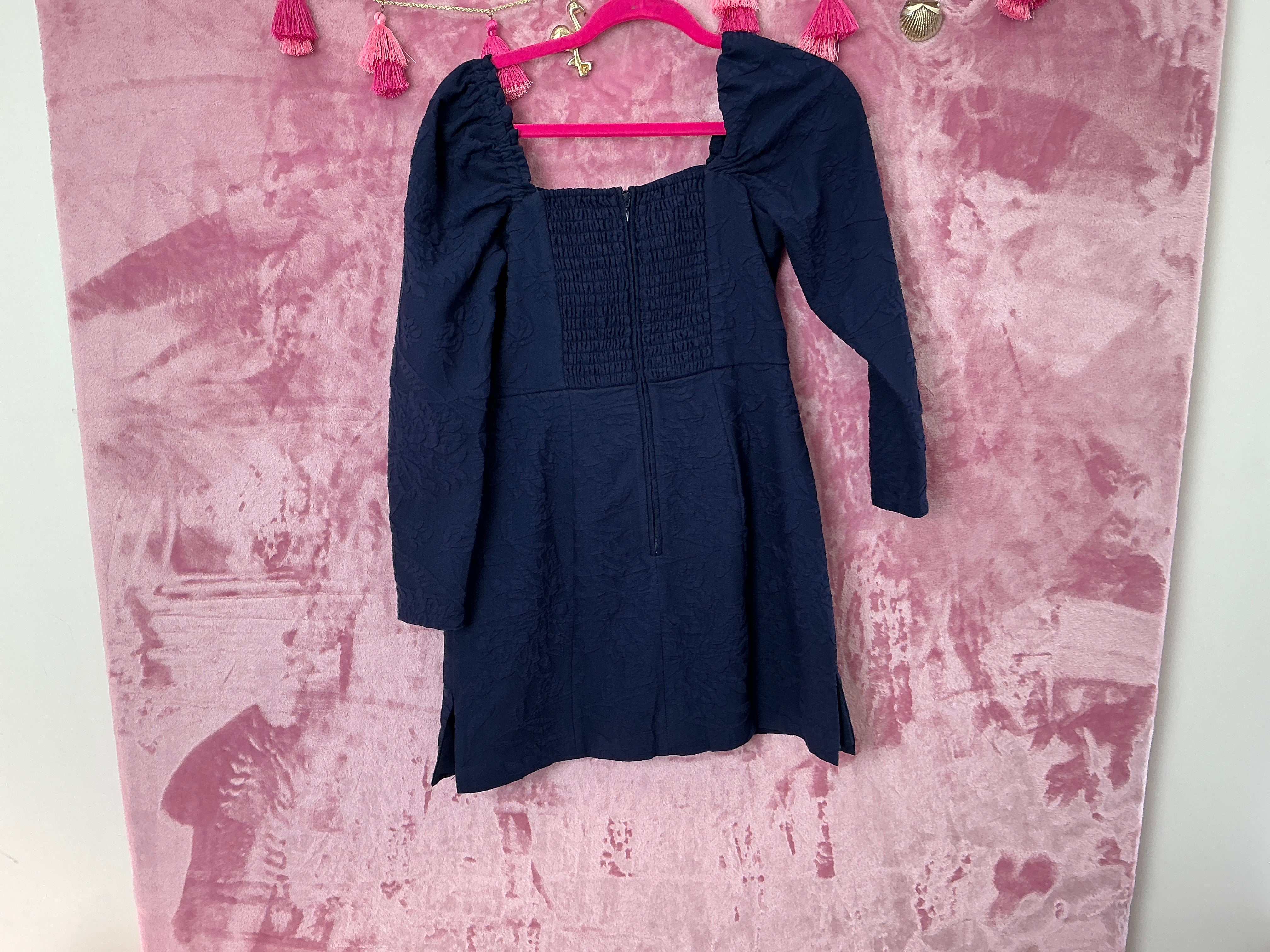 Lilly Pulitzer Romper NWT - Ivanna Long-Sleeve Romper - True Navy - Caliente Pucker Jacquard - Size 2