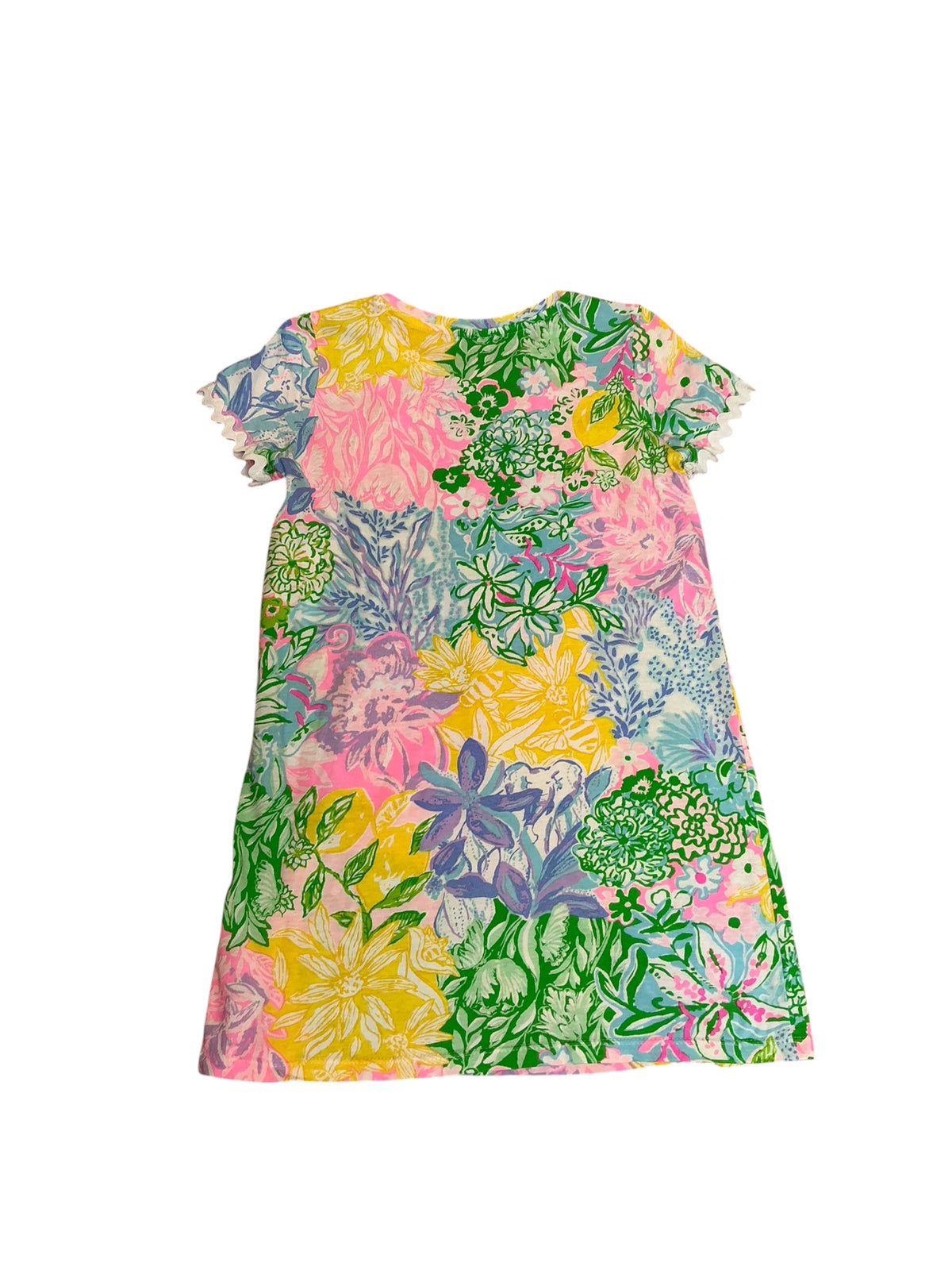 Lilly Pulitzer Girls Cody Short Sleeve Dress Multi Bright Delight Patch - Size M (6-7)