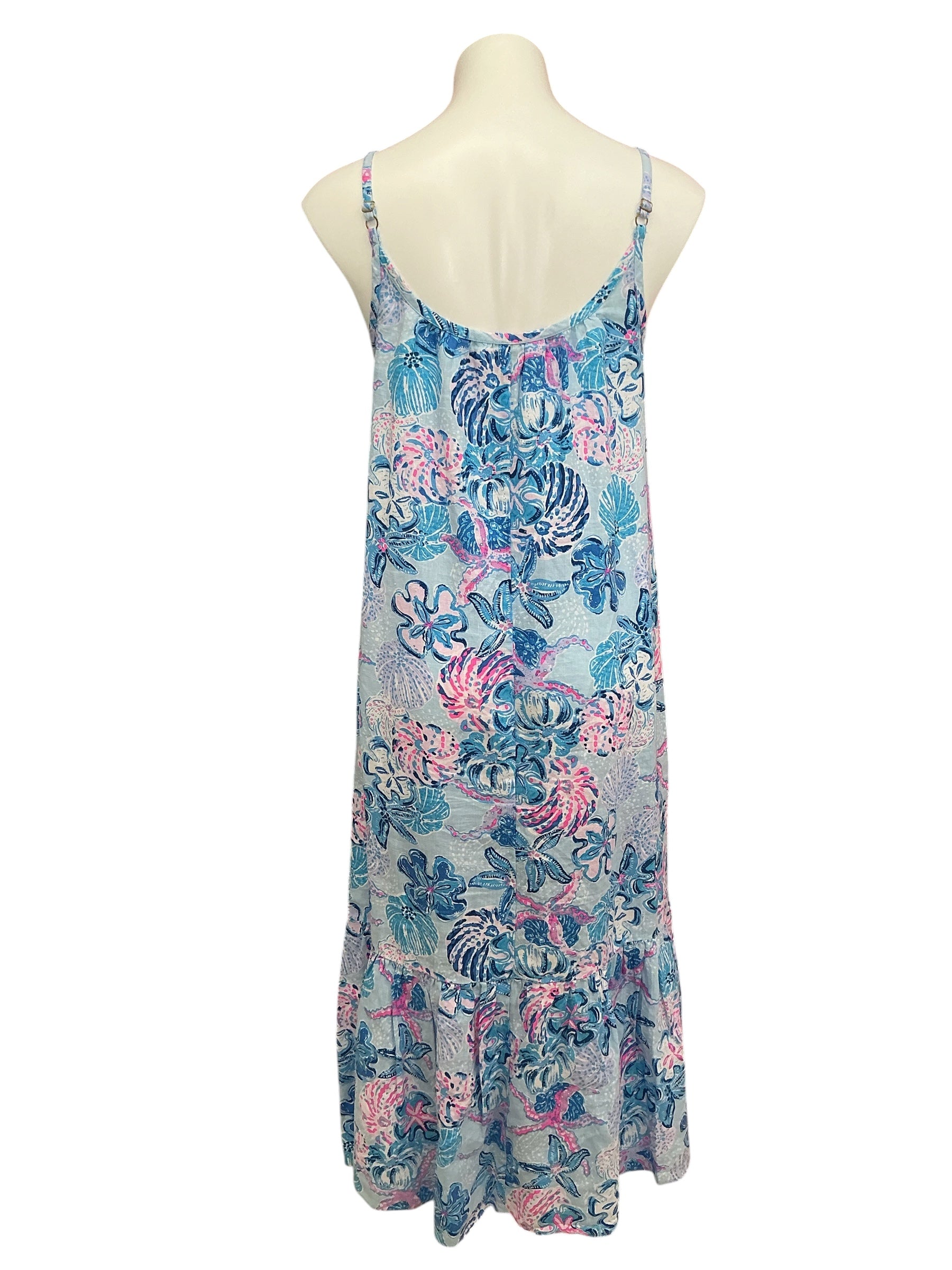 Lilly Pulitzer Amerie Linen Midi Dress Bahamas Beachcomber - Size S