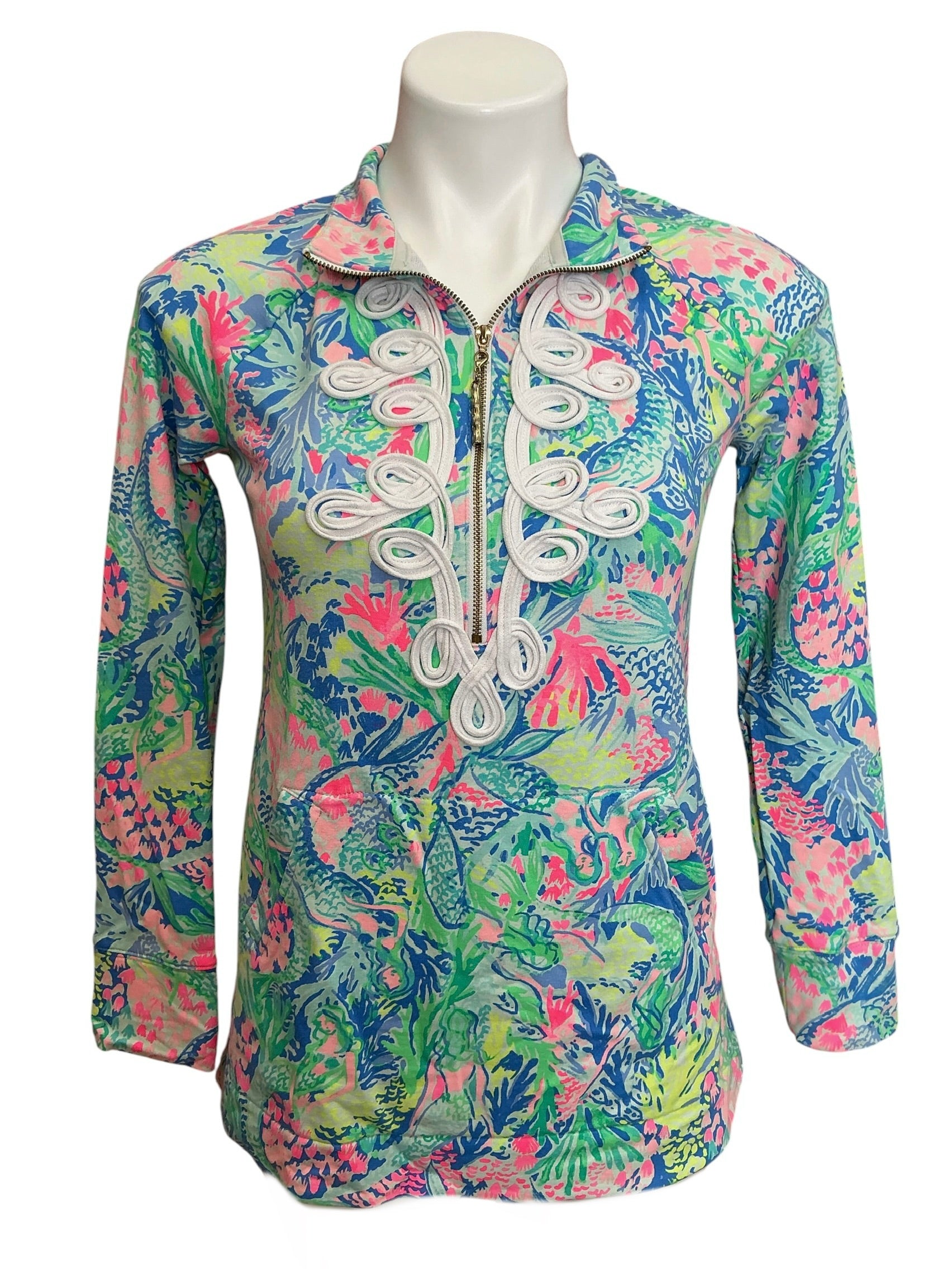 Lilly Pulitzer Skipper Popover Top Multi Mermaids Cove - Size XXS