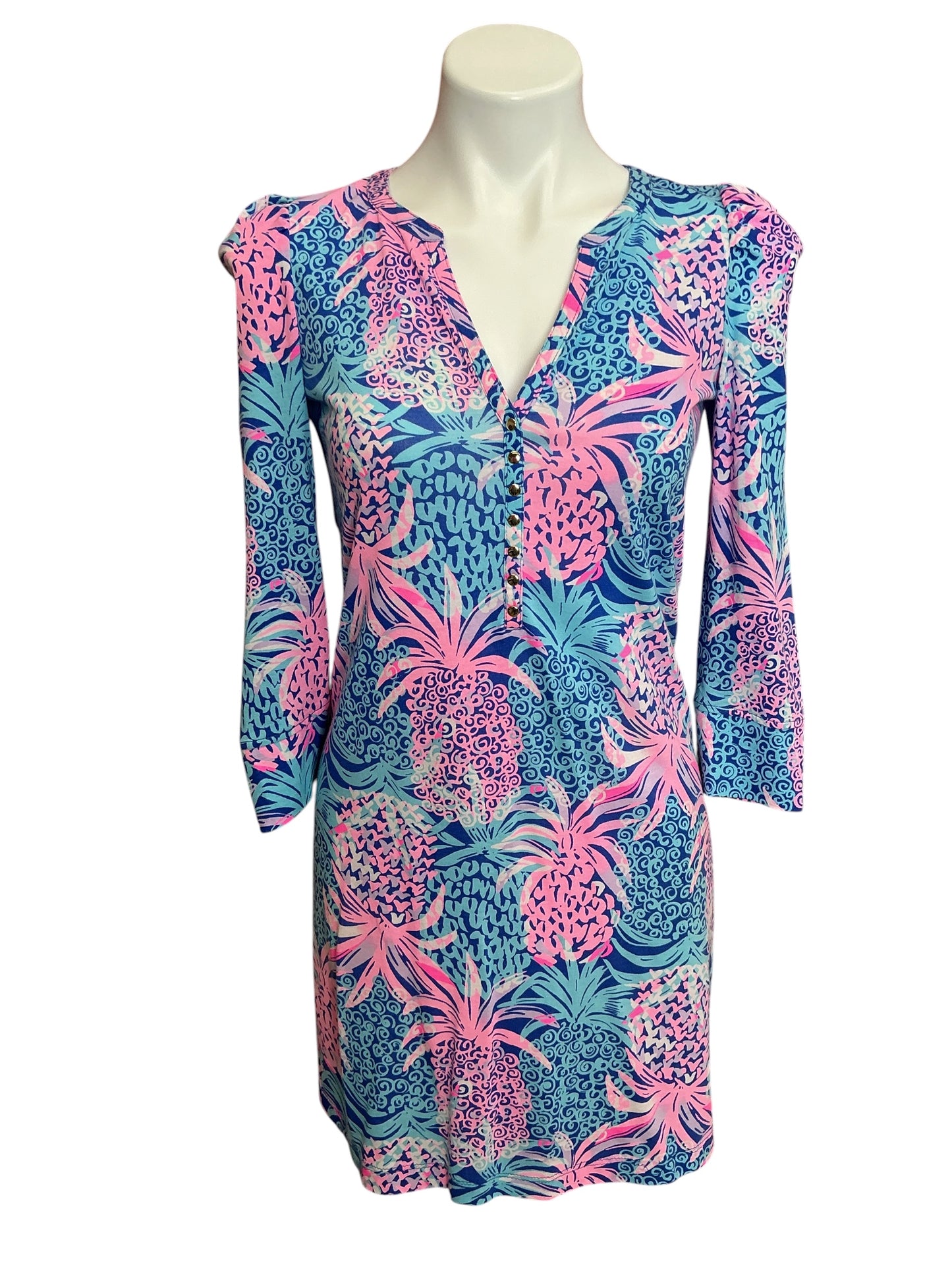 Lilly Pulitzer Marlie Dress Borealis Blue Tropic Down Low - Size XXS