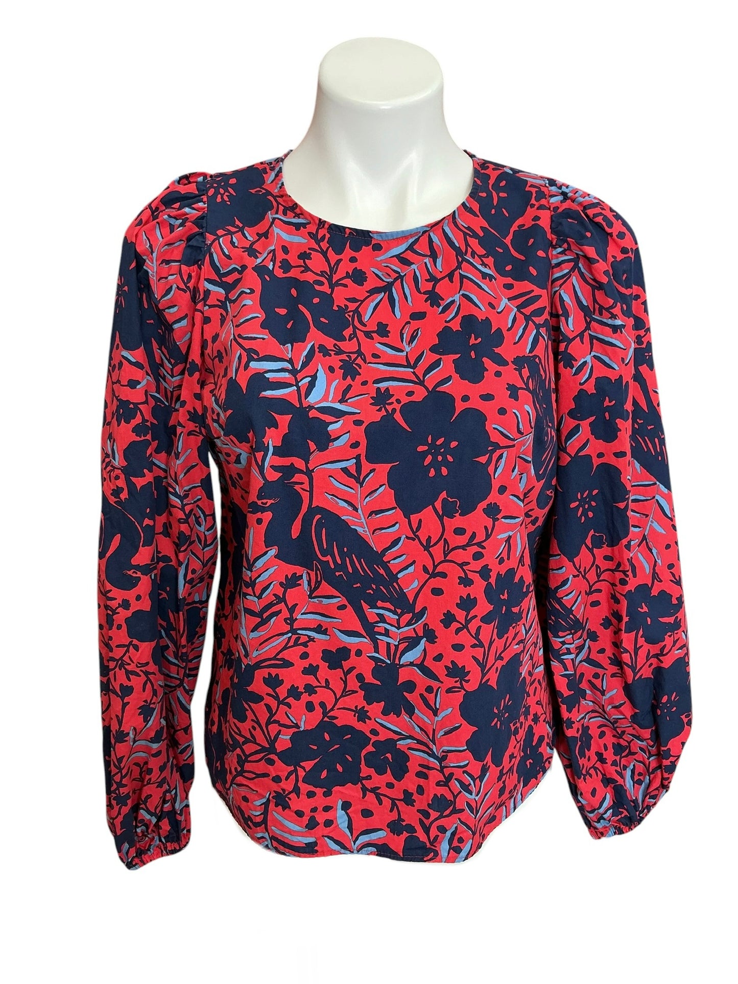 Lilly Pulitzer Lynnley Long Sleeve Top Ruby Red Heron My Own - Size S