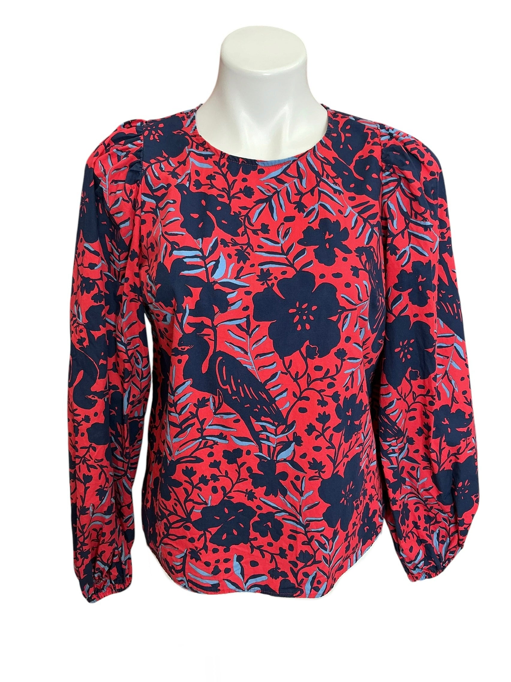 Lilly Pulitzer Lynnley Long Sleeve Top Ruby Red Heron My Own - Size S