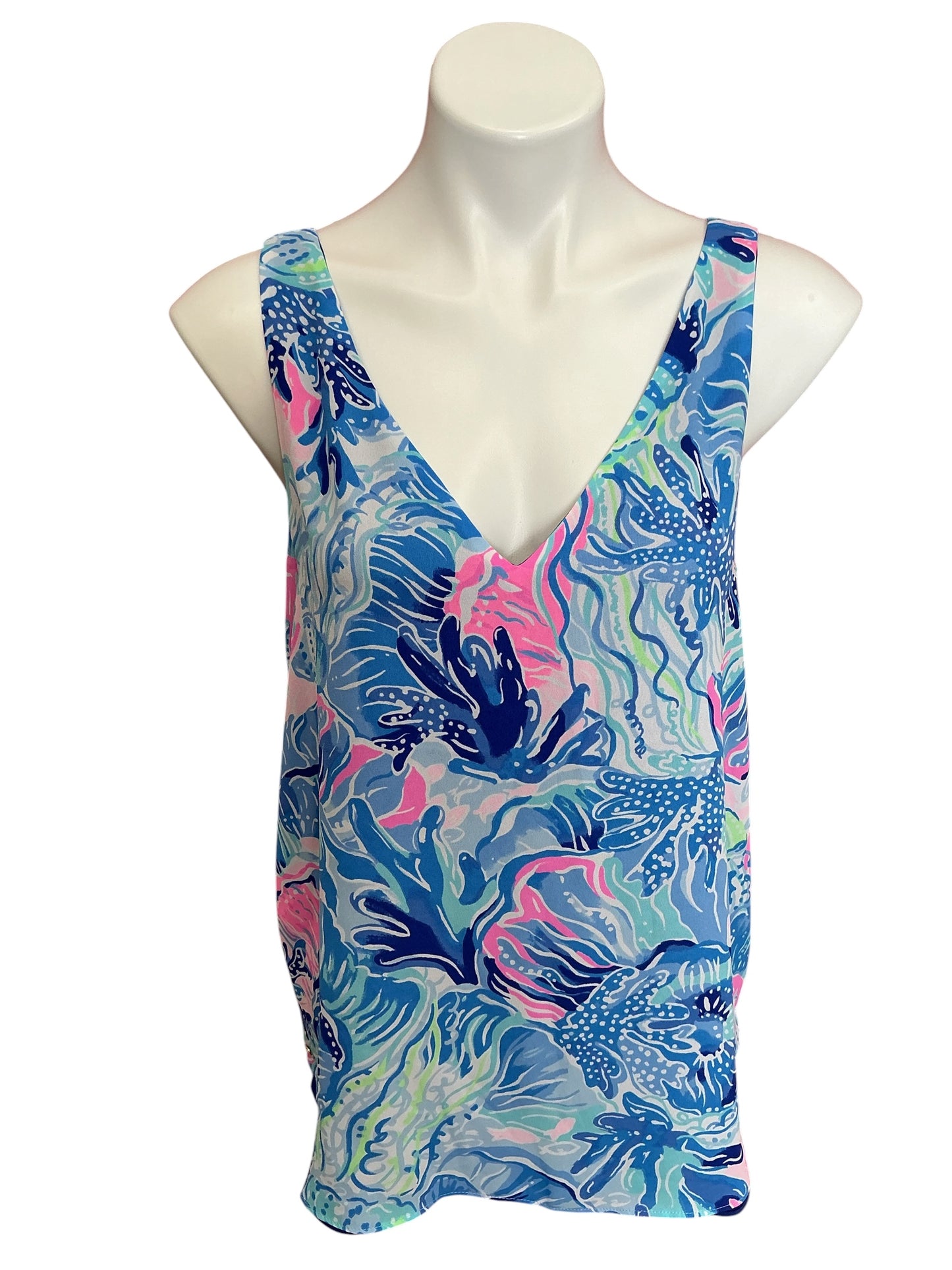 Lilly Pulitzer Florin Reversible Tank Top Saltwater Blue Shade Seekers - Size L
