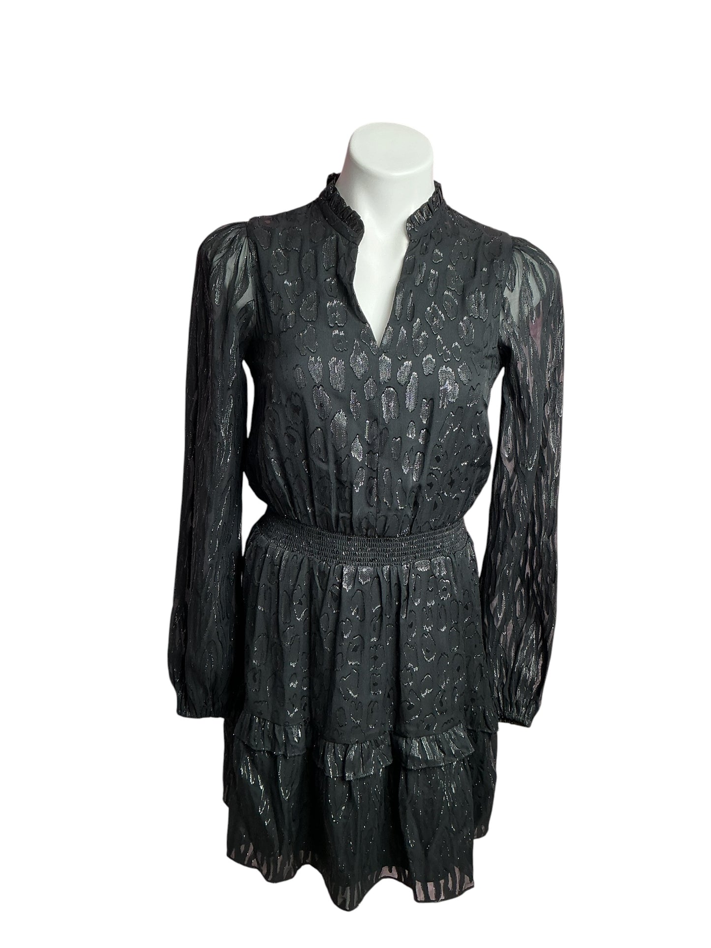Lilly Pulitzer- Avelynn Silk Dress Onyx Seeing Spots Metallic Clip Size 00