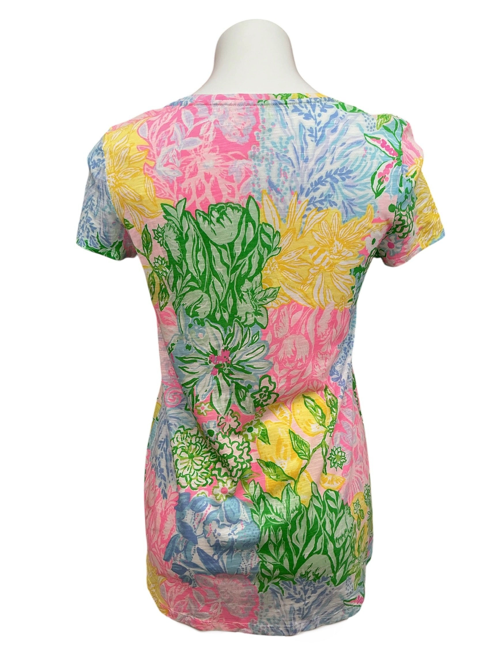 Lilly Pulitzer NWT Etta Scoop-neck Top Multi Bright Delight Patch - Size XS