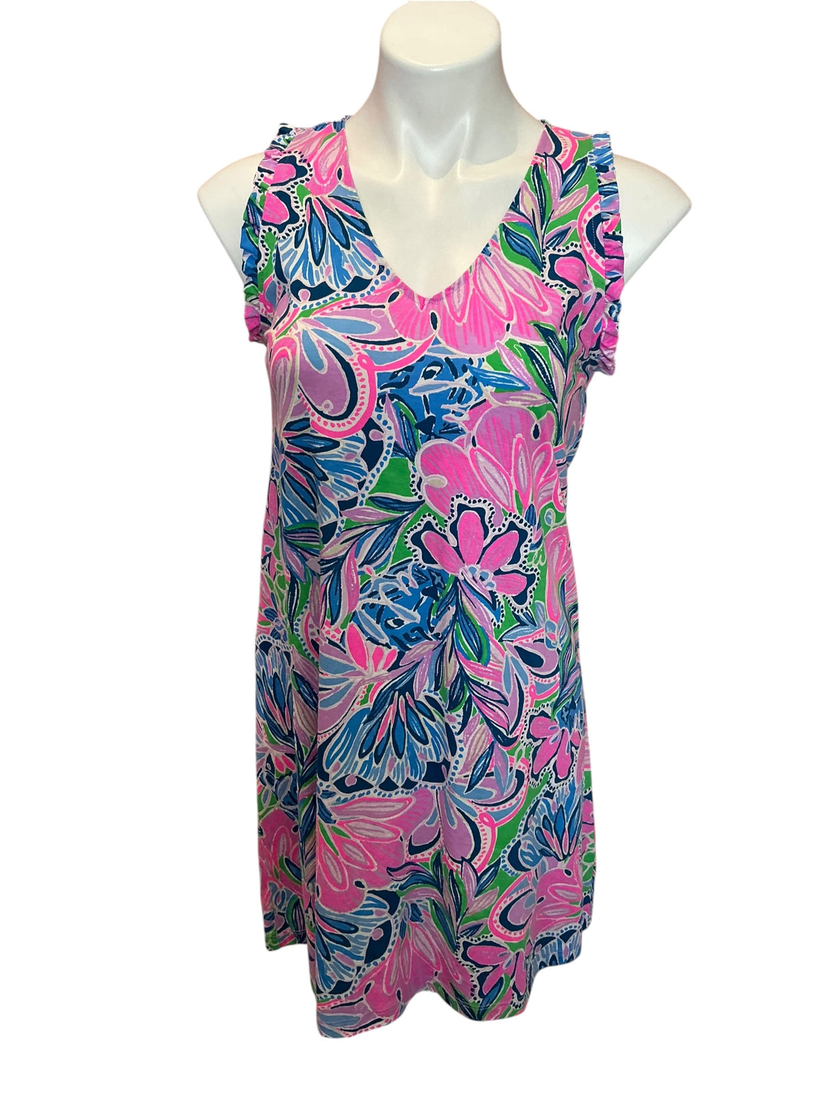 Lilly Pulitzer Aron Swing Dress Gecko Green Tiger Sunrise  Size XS
