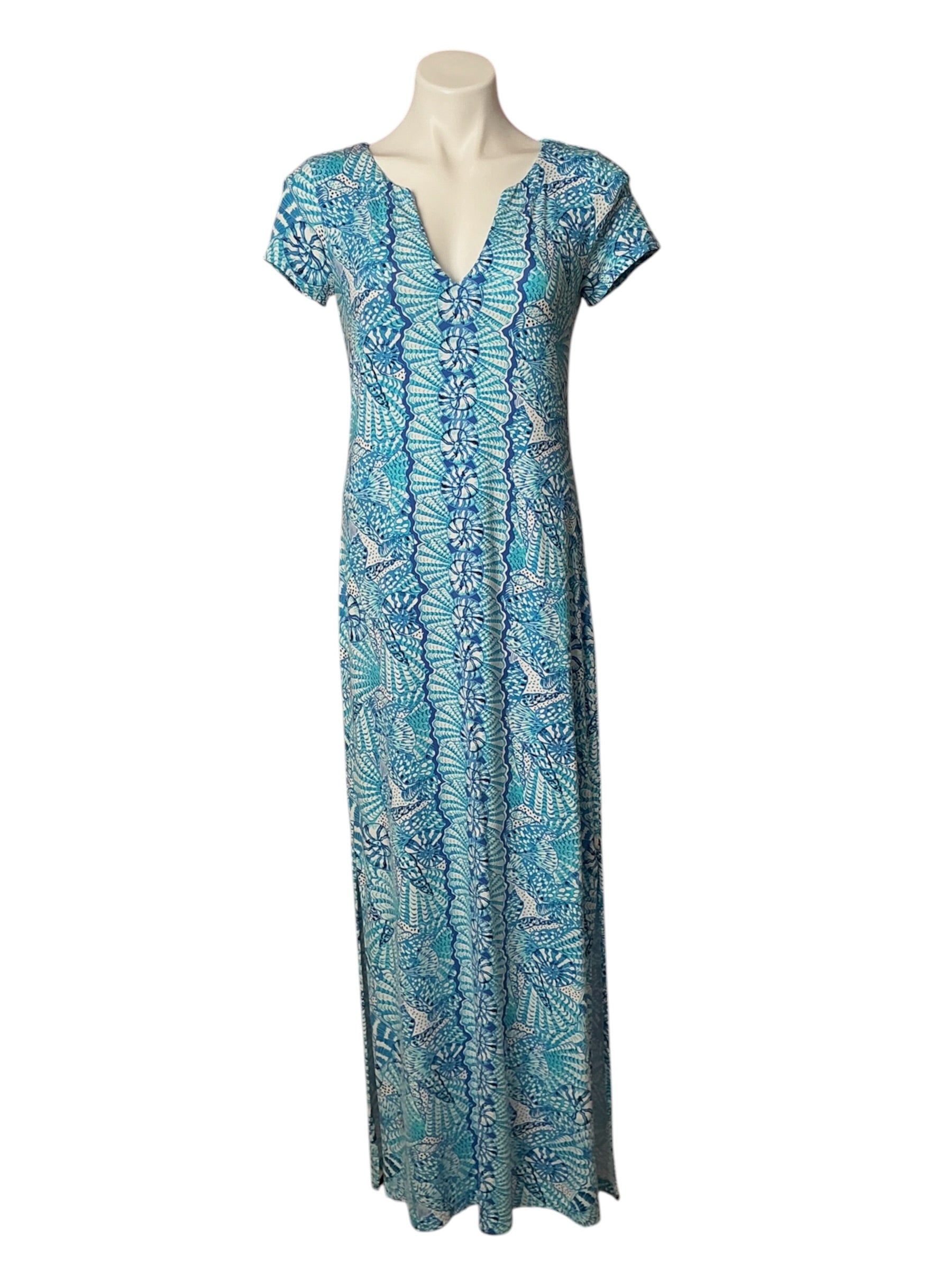 Lilly Pulitzer Sophiletta Maxi Dress Amalfi Blue By the Seashore Engineered - Size S