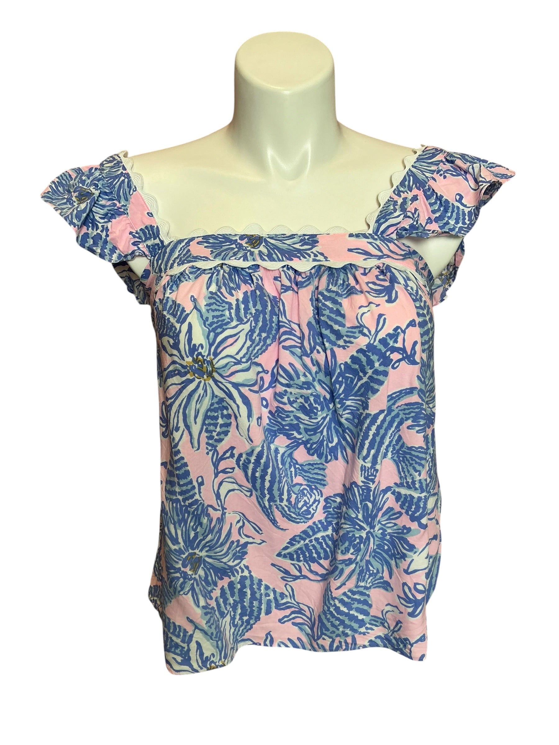 Lilly Pulitzer Gyah Sleeveless Top Jet Set Jungle - Size S