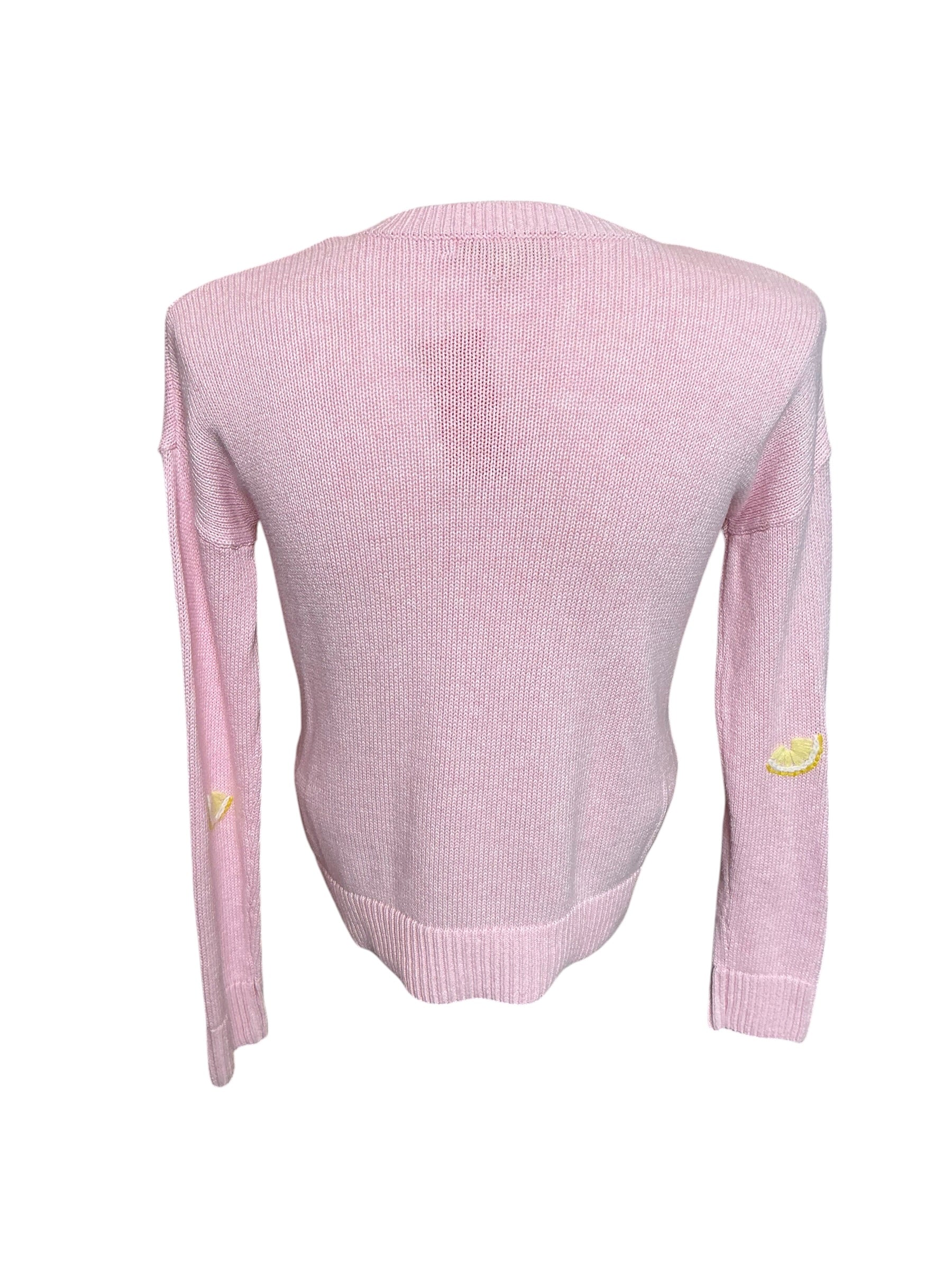 Lilly Pulitzer Tensley V-Neck Sweater Heathered Pink Muse Fresh Squeezed Embroidery - Size S