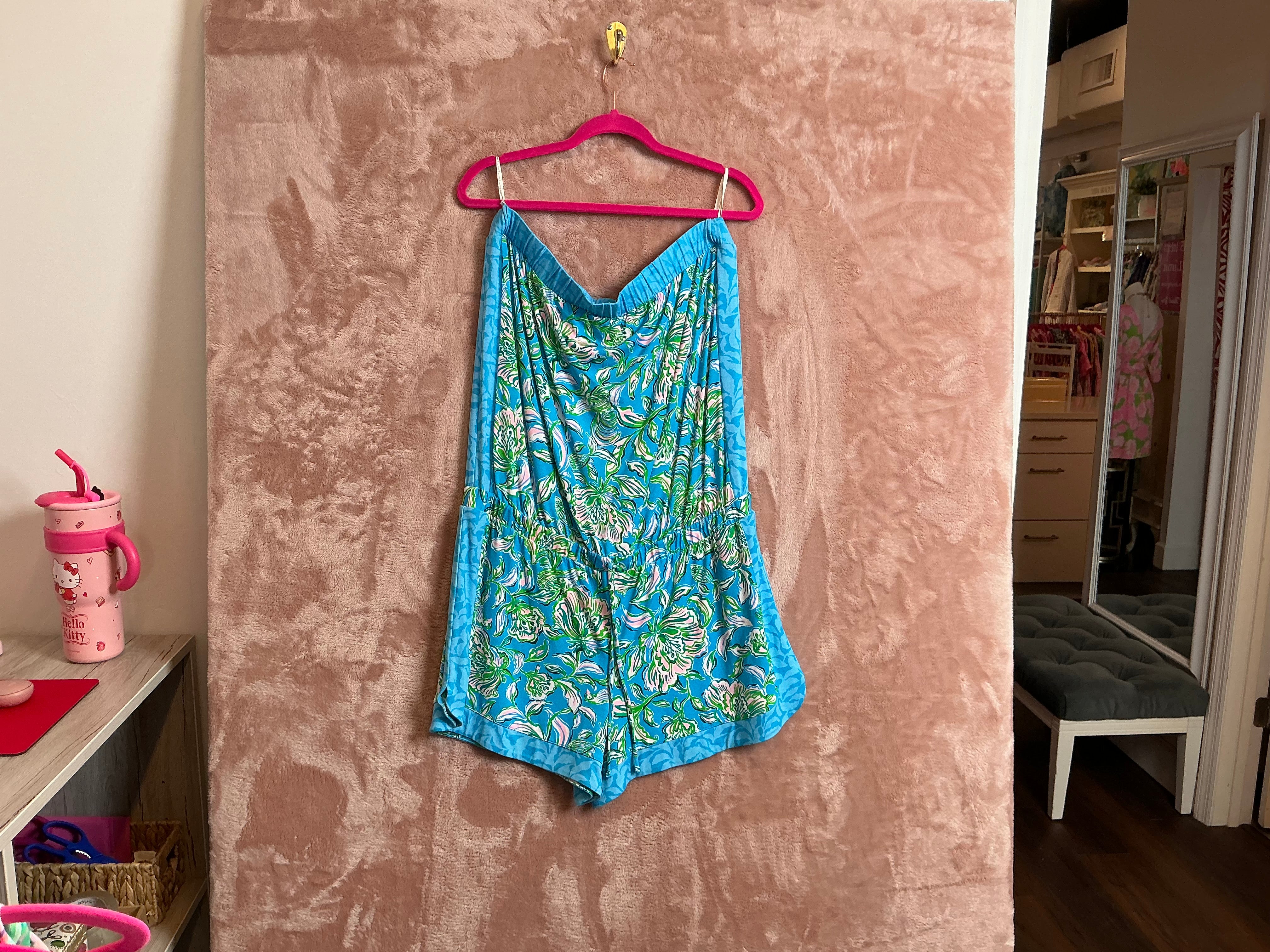 Lilly Pulitzer NWT Rikki strapless romper cumulus blue chick magnet - Size XL