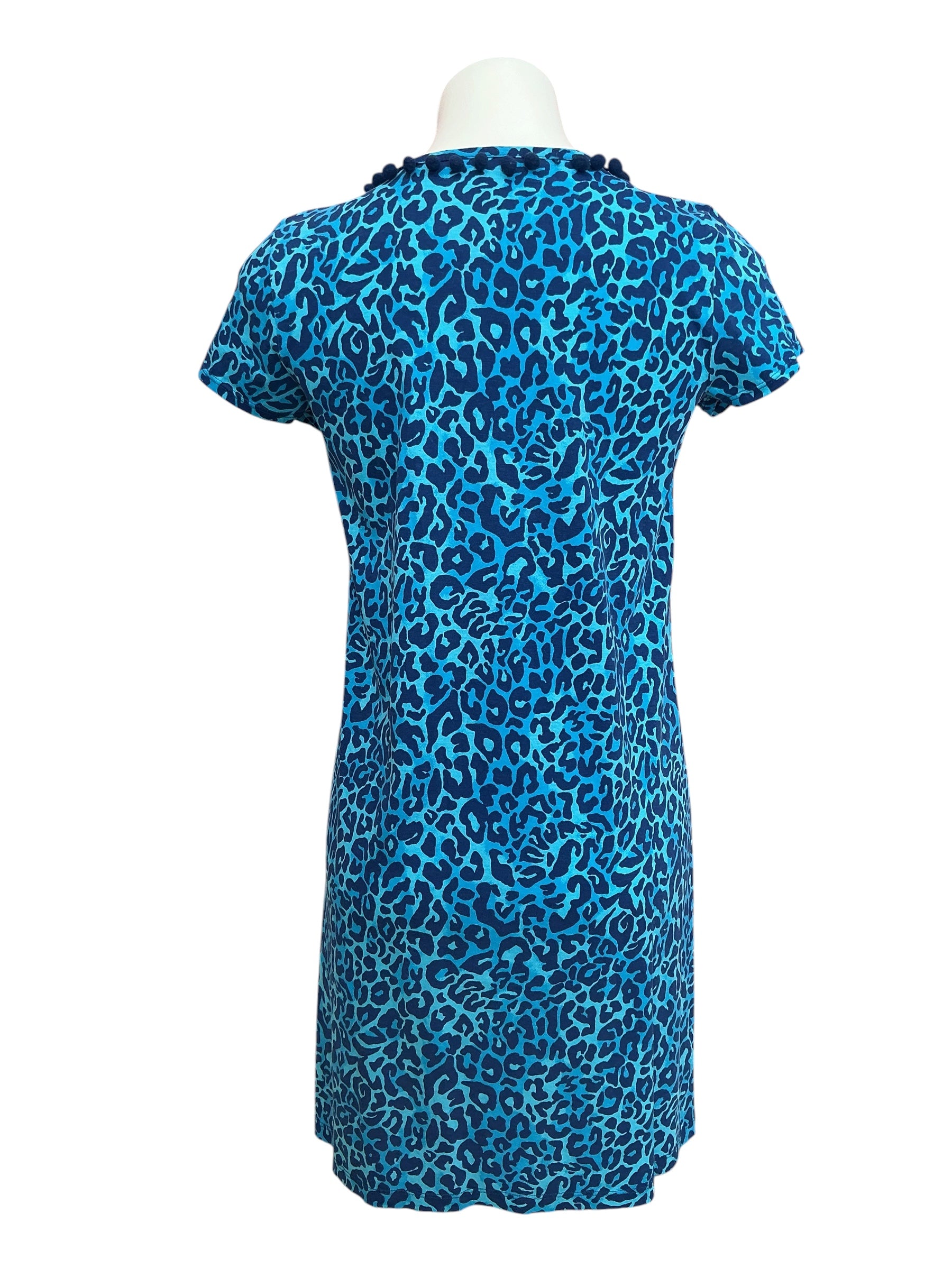 Lilly Pulitzer Etta V Neck Short Sleeve Dress Oyster Bay Navy My Favorite Spot - Size S