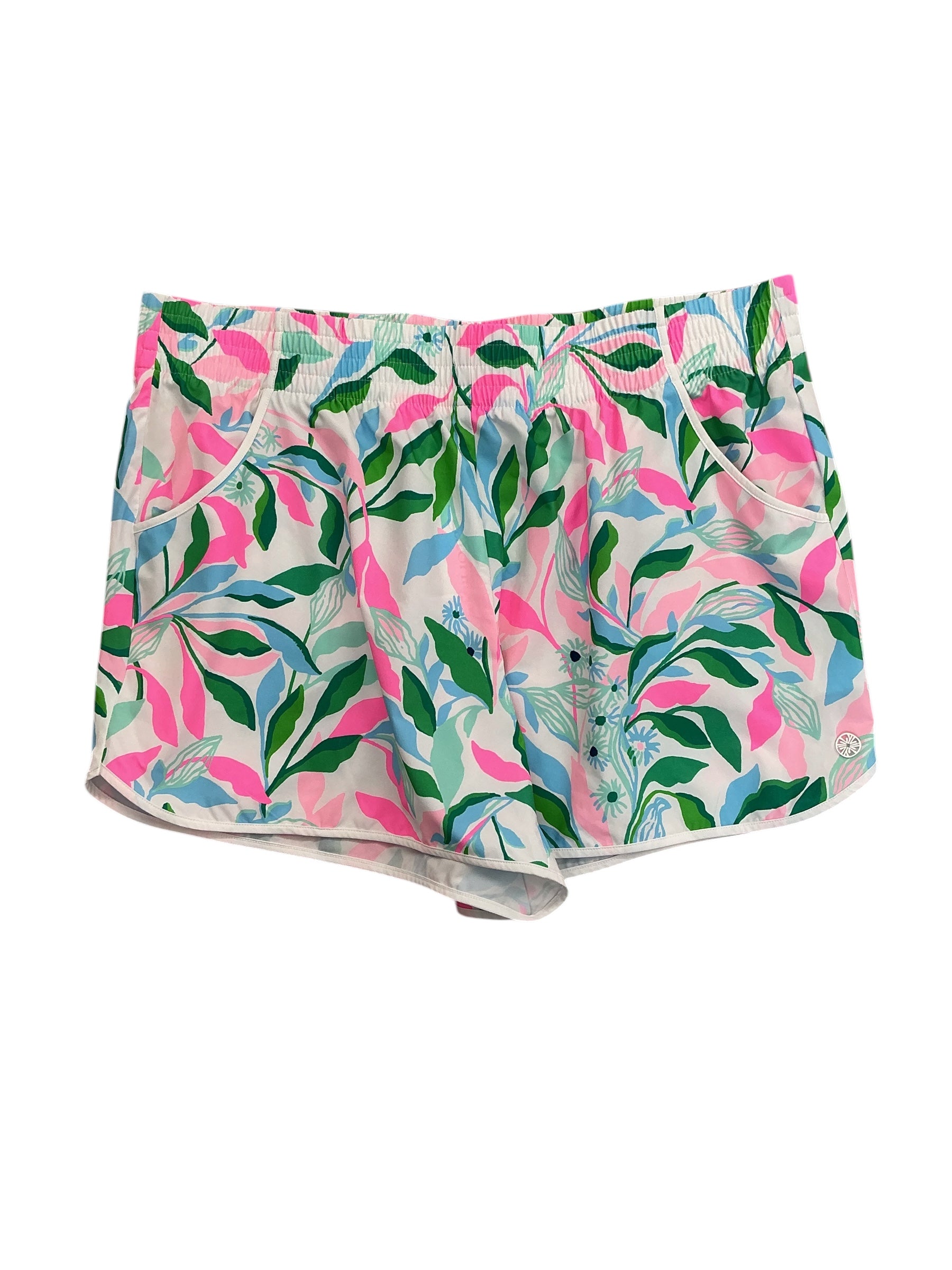 Lilly Pulitzer Luxletic UPF 50+ Backcourt Shorts Resort White Holding Court - Size L