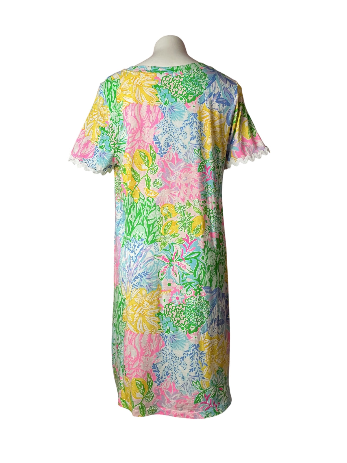 Lilly Pulitzer Cody Short Sleeve Dress Multi Bright Delight Patch - Size L