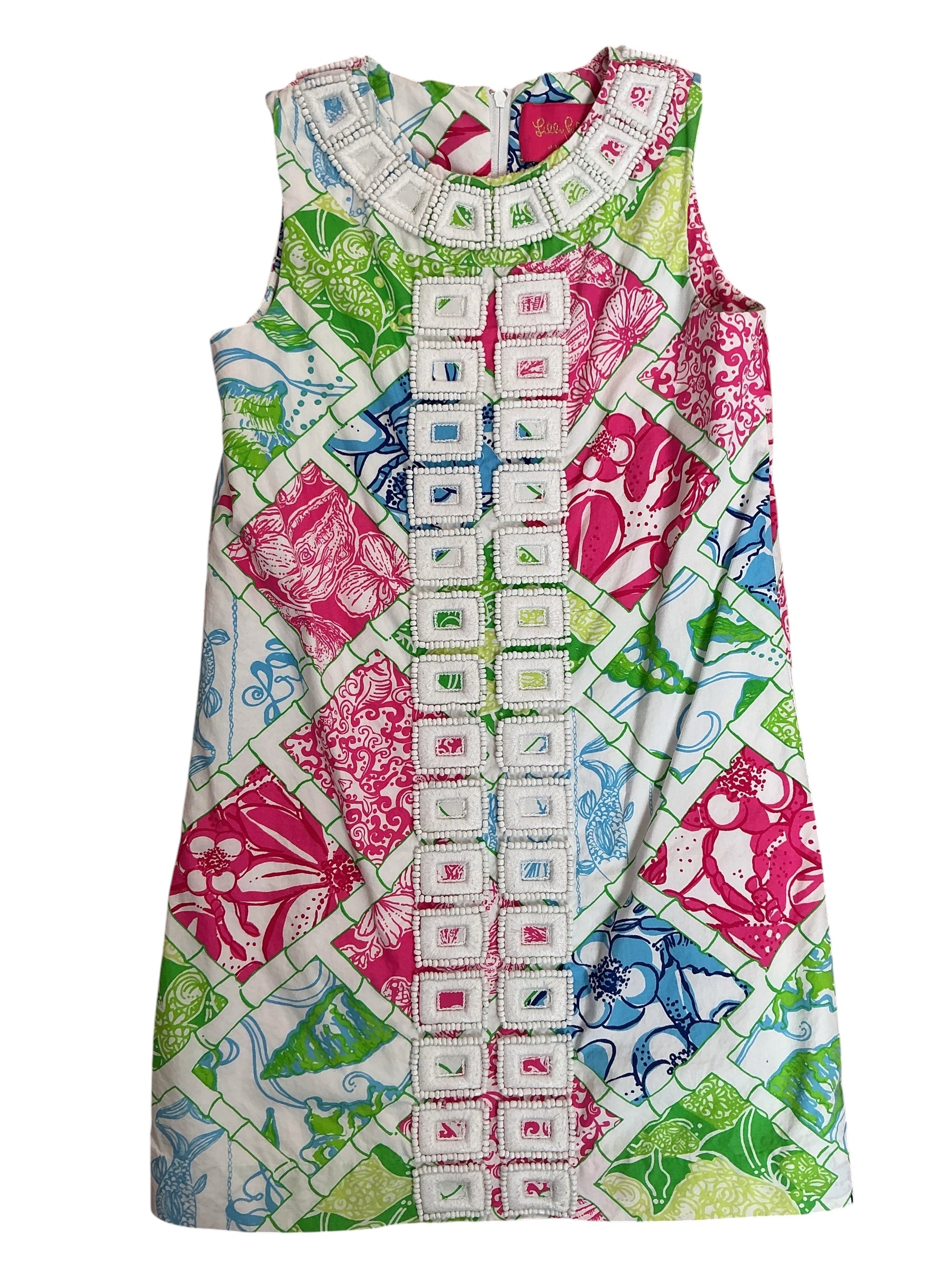 Lilly Pulitzer Kids Girls Jubilee Harmon Shift Dress Jubilee Charity Patch - Size 7