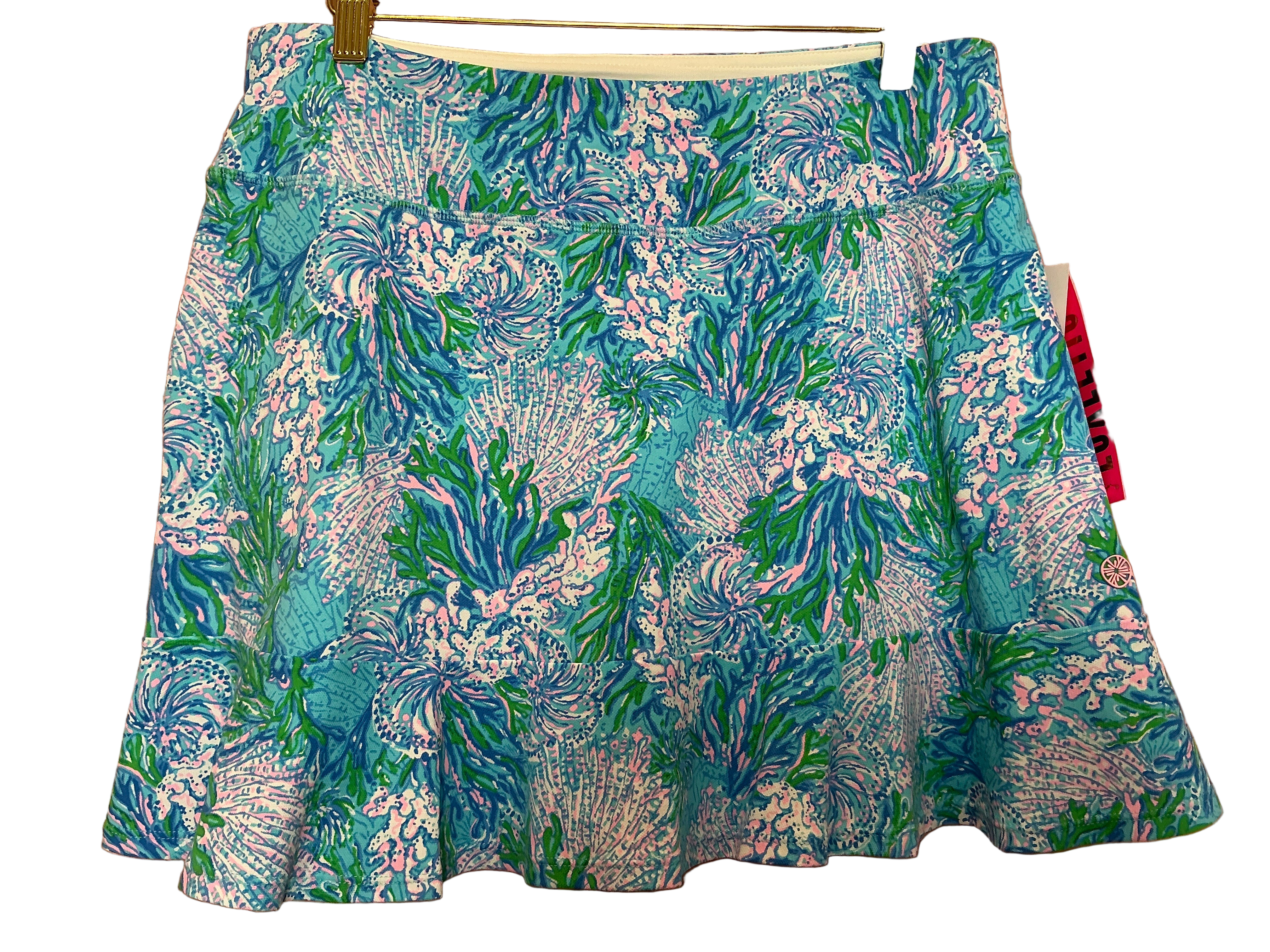 Lilly Pulitzer NWT - Zadora High Rise Skort - Las Olas Aqua - Strong Current Sea - Size Large