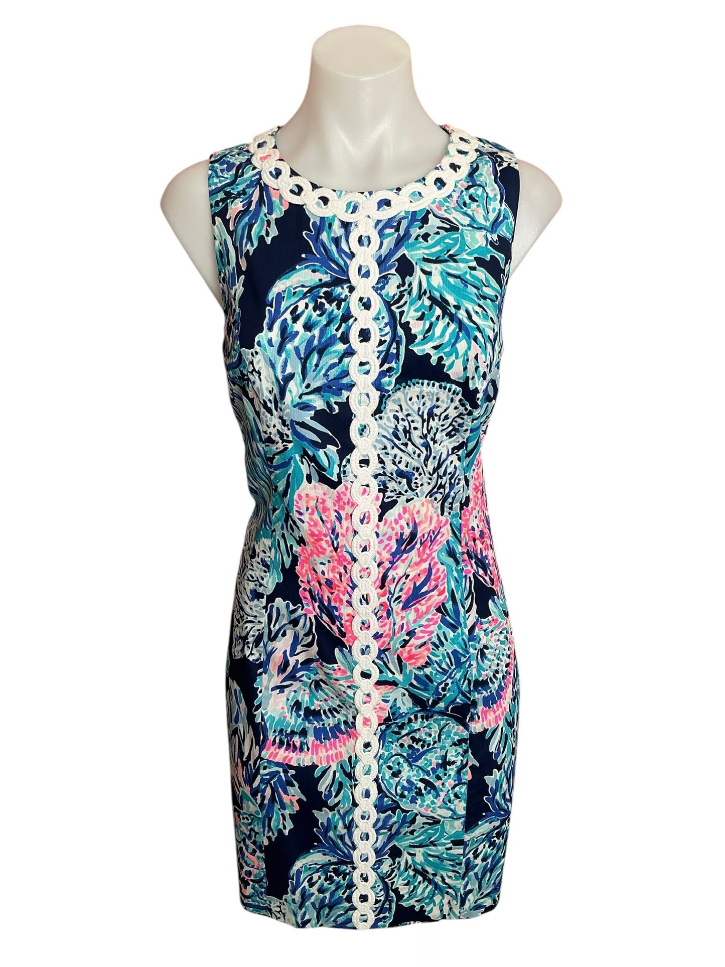 Lilly Pulitzer NWT Mila Stretch Shift Dress High Tide Navy Party In Paradise - Size 6