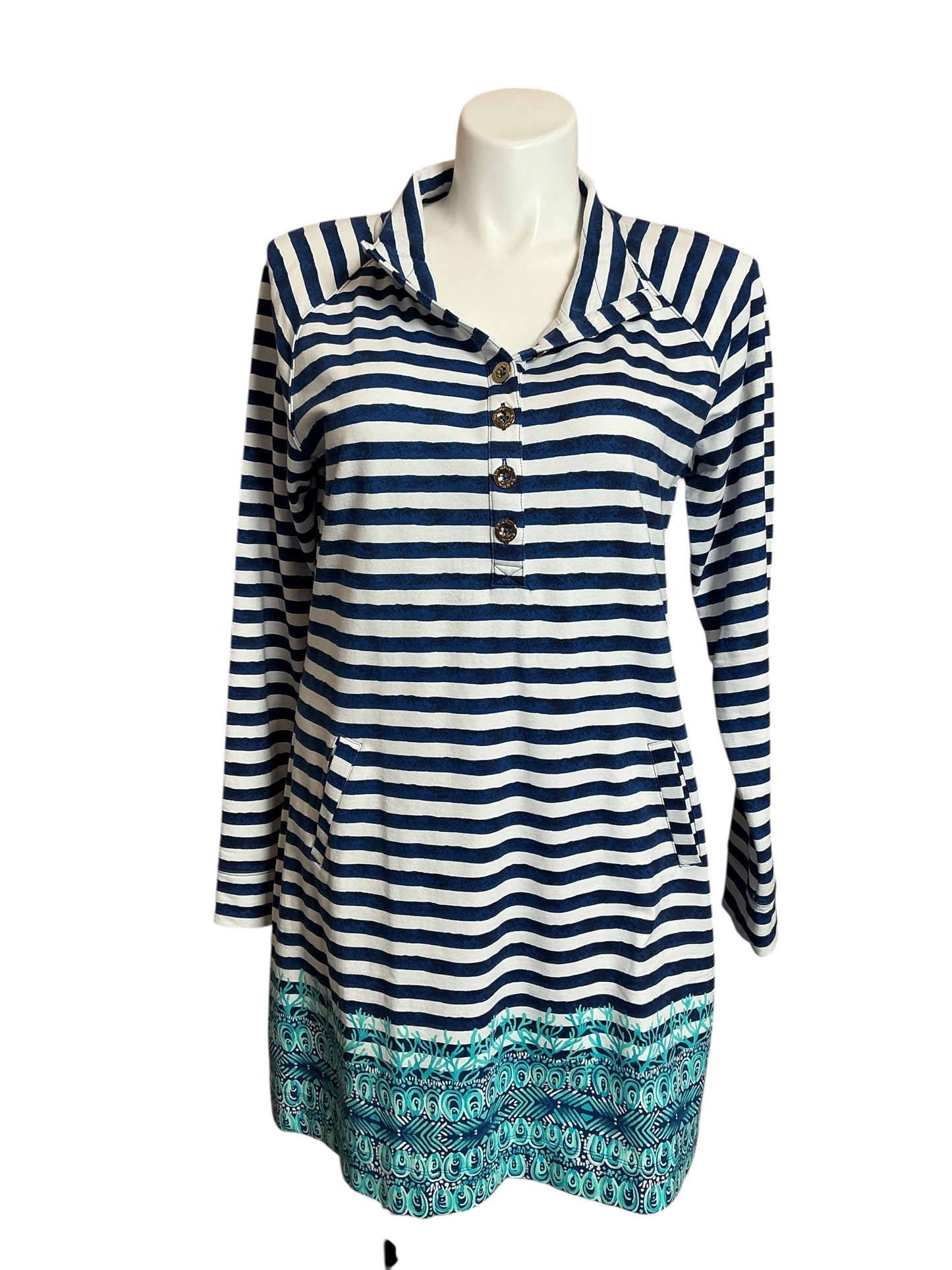 Lilly Pulitzer Captain Dress Bright Navy Positano Stripe Engineered - Size XL