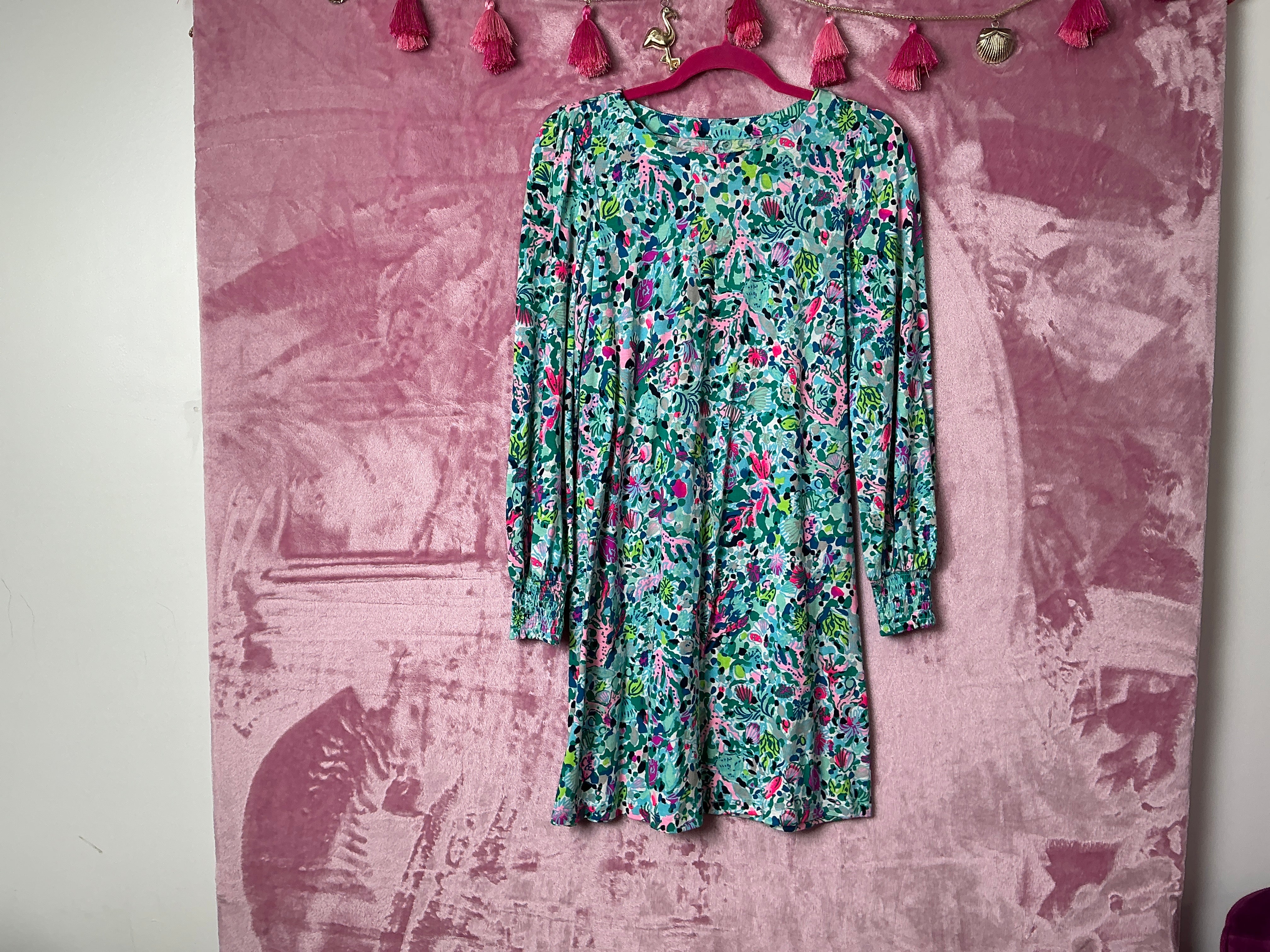 Lilly Pulitzer Diann Long Sleeve Dress - Multi Feeling Fintastic - Size XS