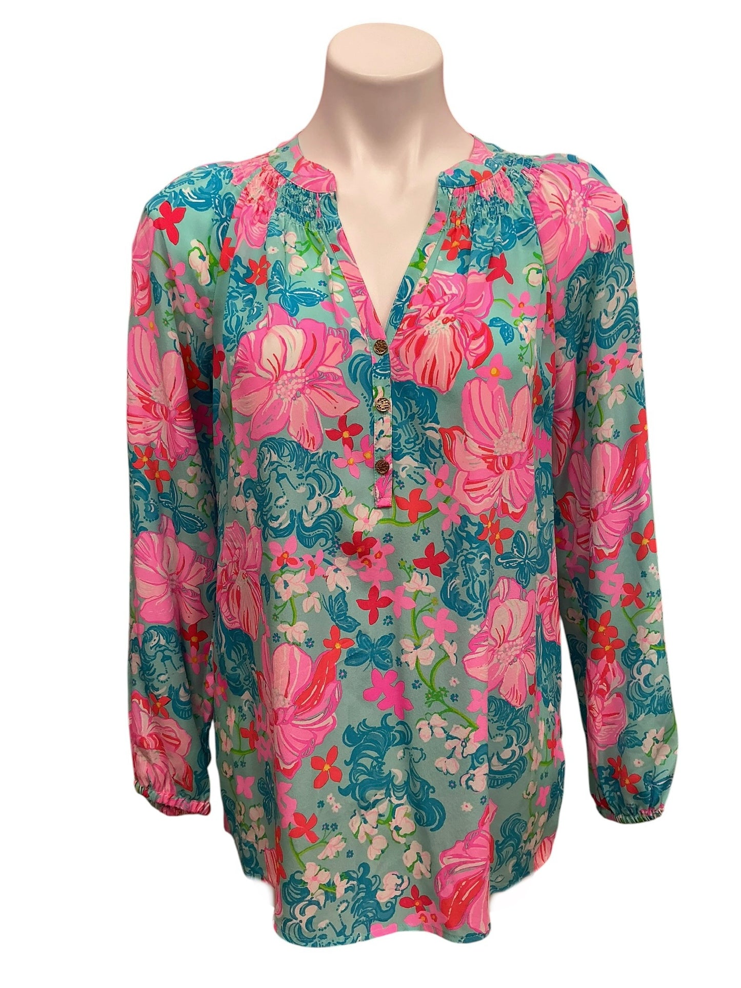 Lilly Pulitzer NWT Elsa Top Surf Blue Luscious Lions - Size S