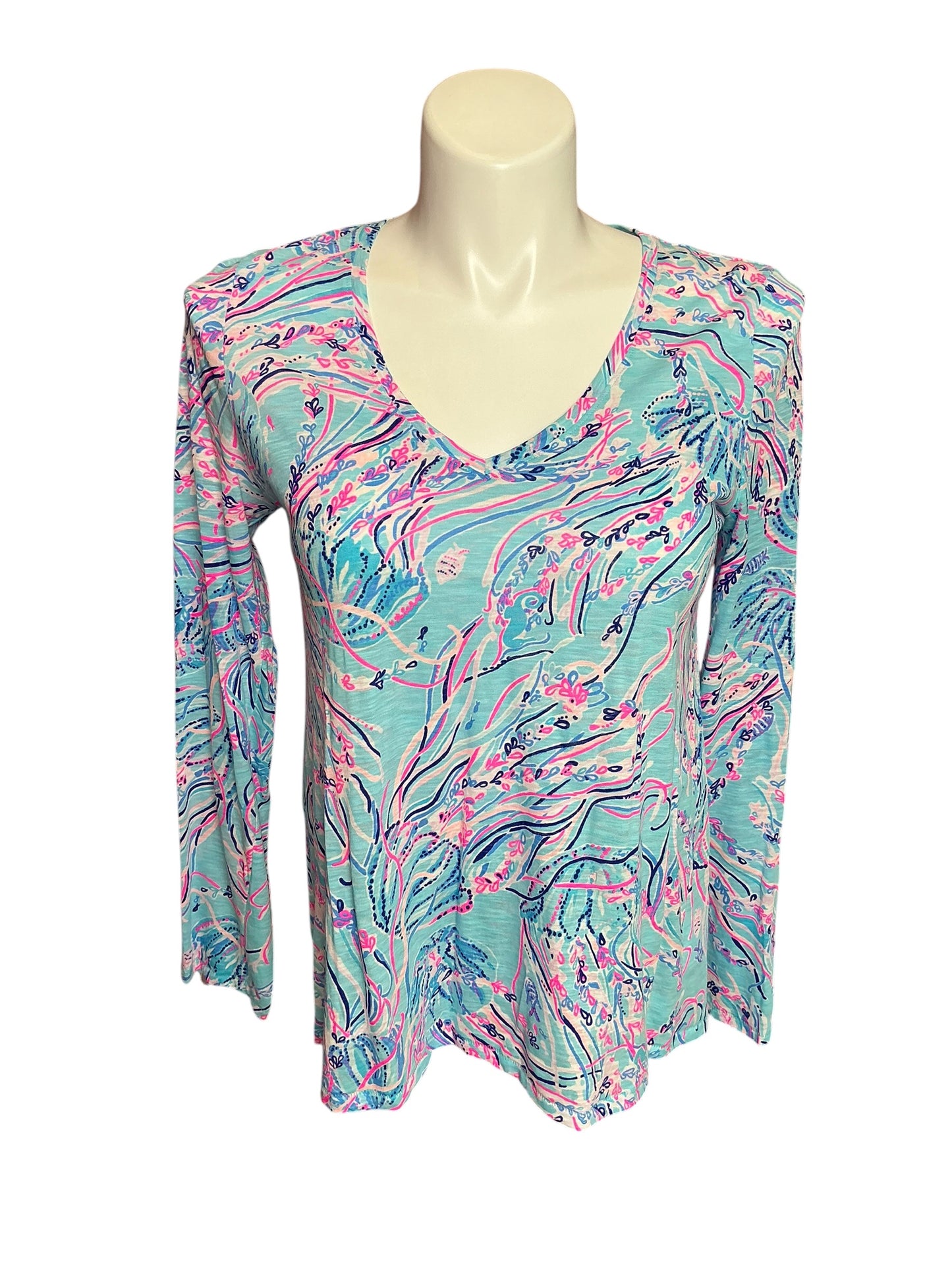 Lilly Pulitzer Etta Long Sleeve Top Multi Bermudaful - Size M