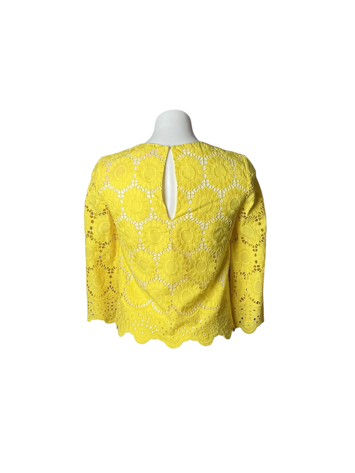 Lilly Pulitzer Mariella Top Lillys Lemon Floral Scallop Eyelet - Size XXS
