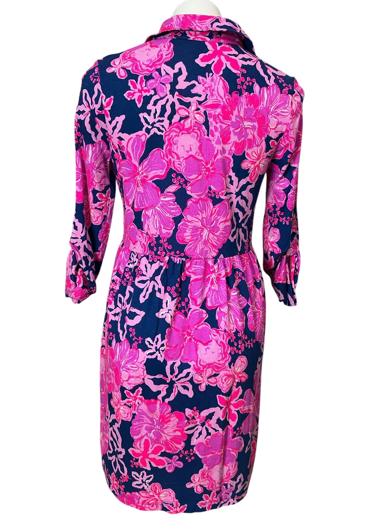 Lilly Pulitzer Saralyn Popover Shirtdress Starlight Navy Once And Floral - Size XS