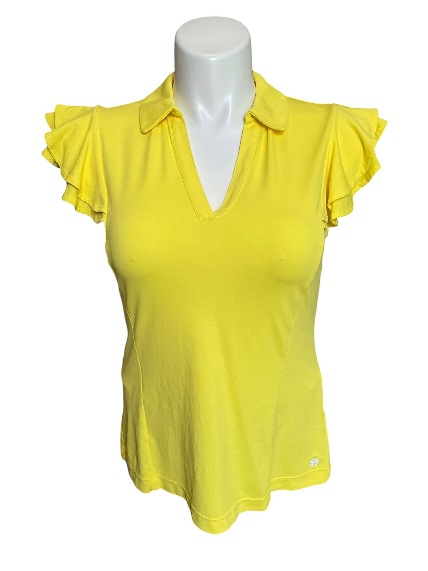 Lilly Pulitzer Luxletic Meryl Caddie Polo Calla Yellow - Size M