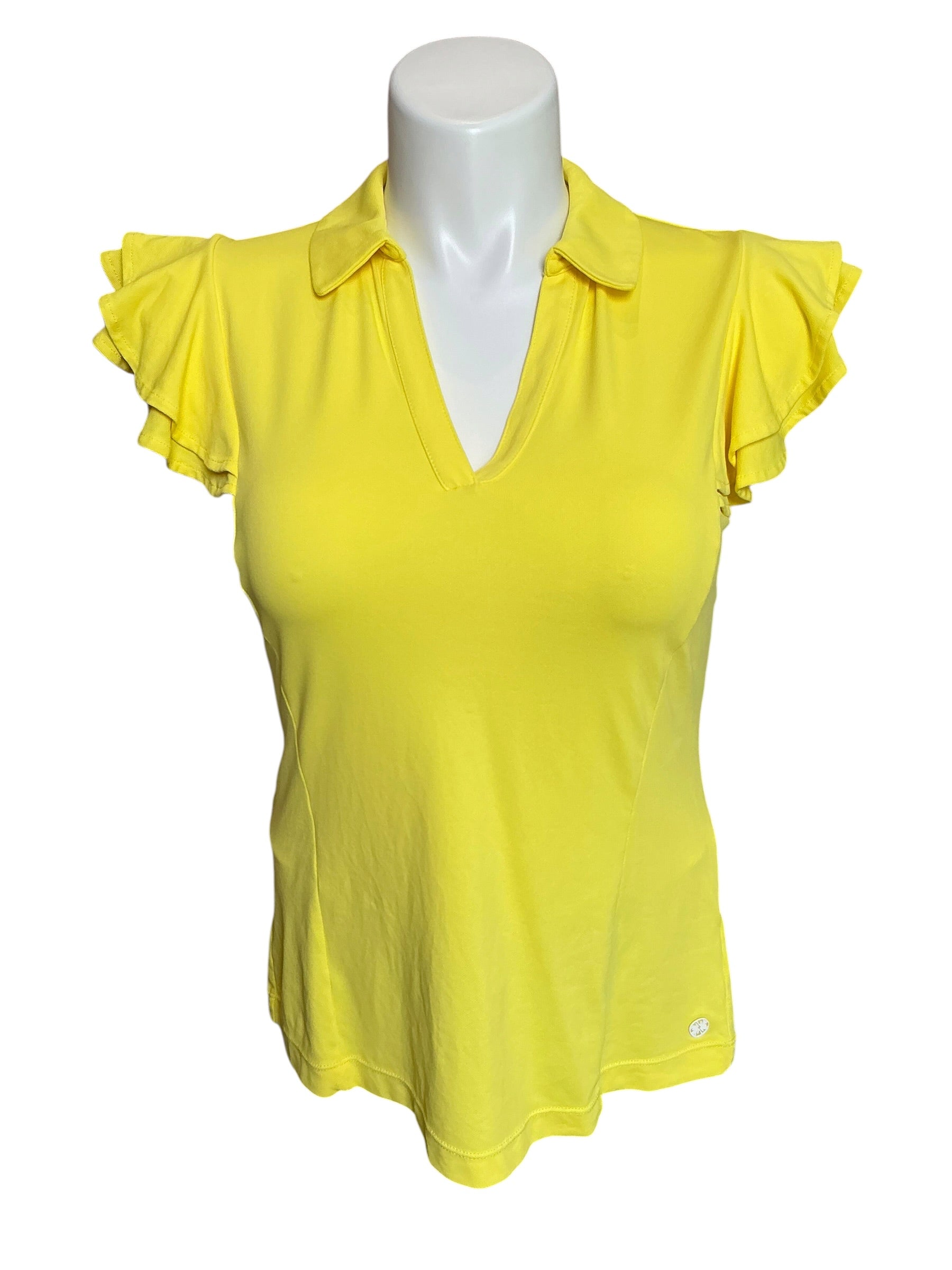 Lilly Pulitzer Luxletic Meryl Caddie Polo Calla Yellow - Size M